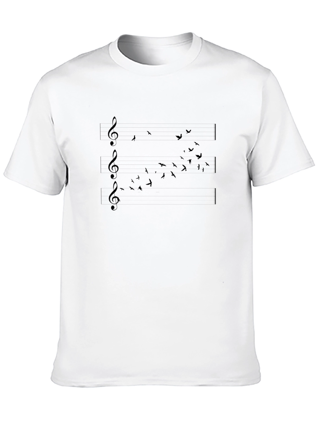 Black Music Notes & Birds Black T-Shirt view 10