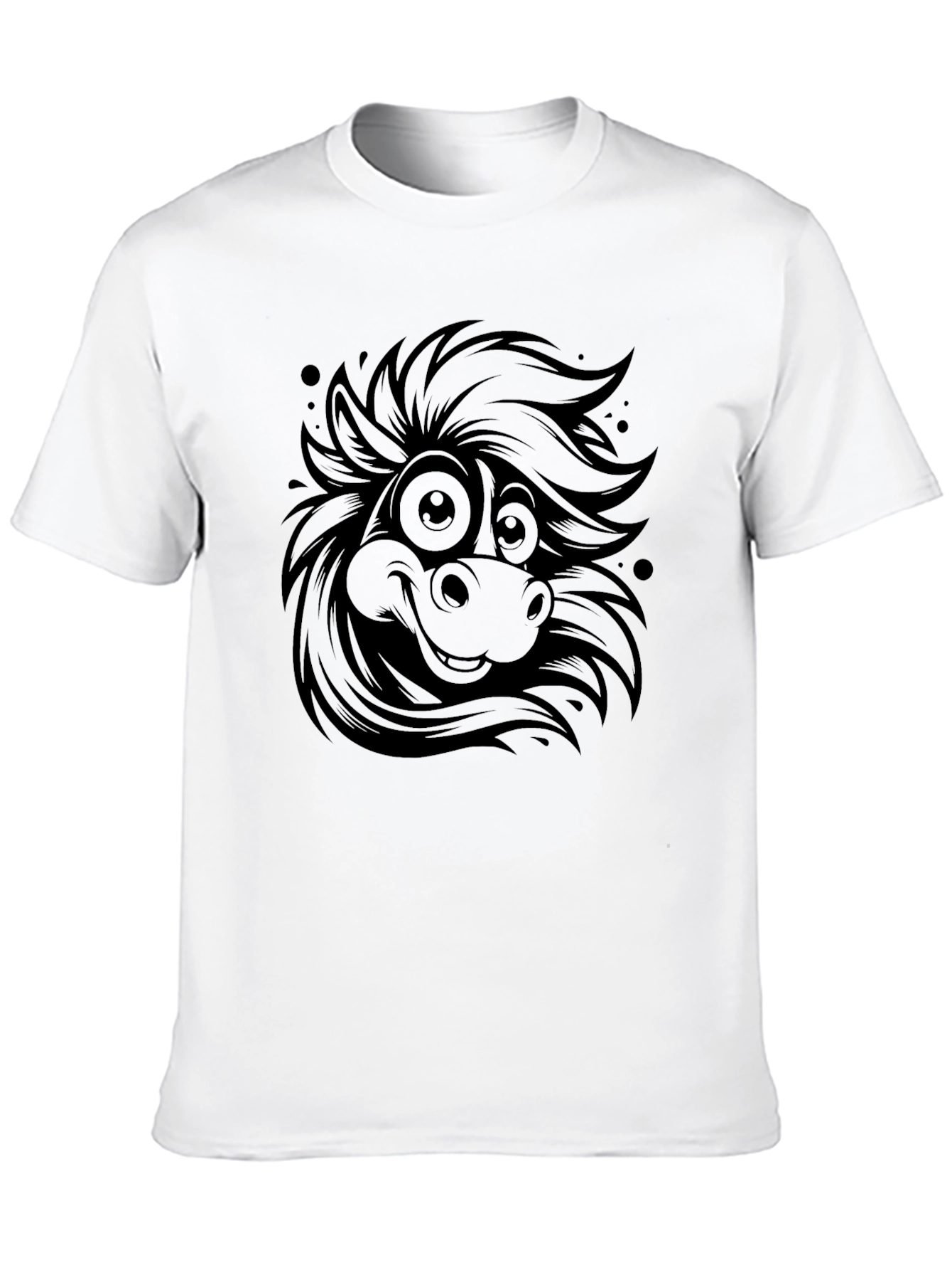 Black Cartoon Horse Graphic Tee - Black Cotton Blend view 10