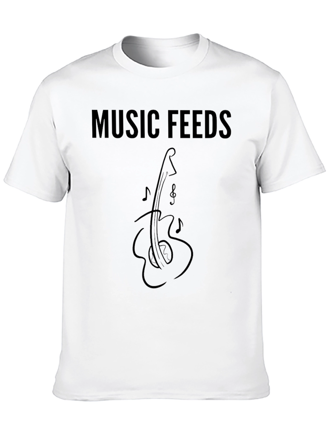 Black Music Feeds Guitar T-Shirt - Black Graphic Tee view 10