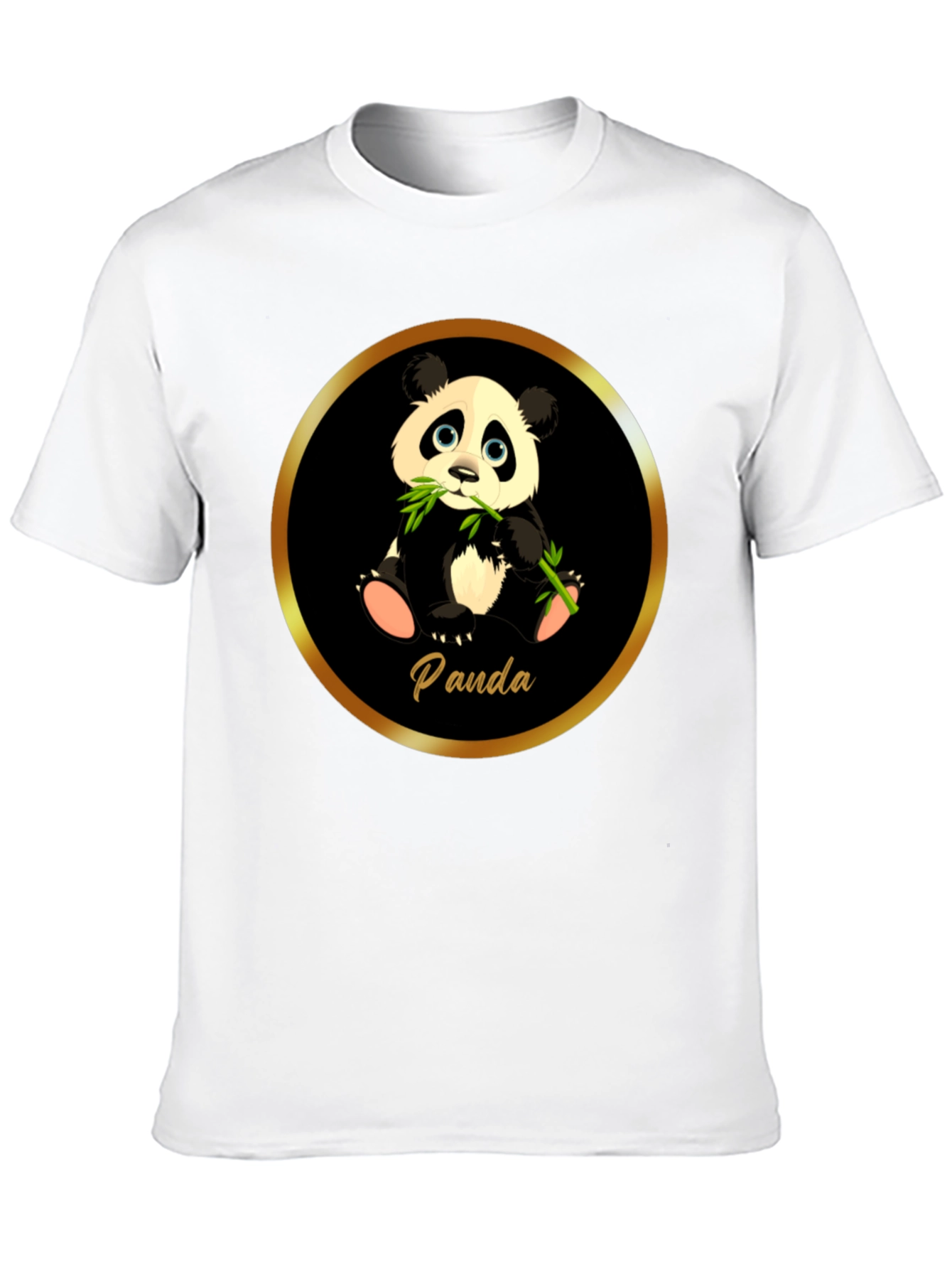 Black Cute Panda T-Shirt - Black Cotton Tee view 10