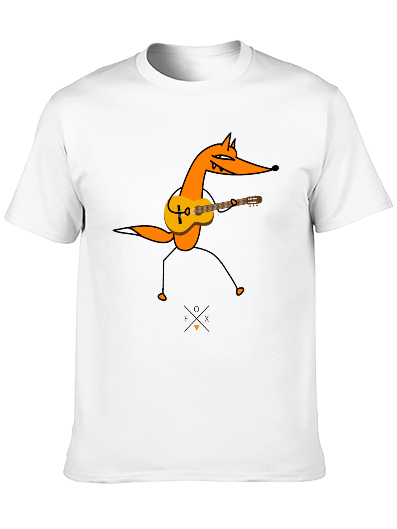 Black Guitar Fox Graphic Tee - Black Cotton T-Shirt view 10