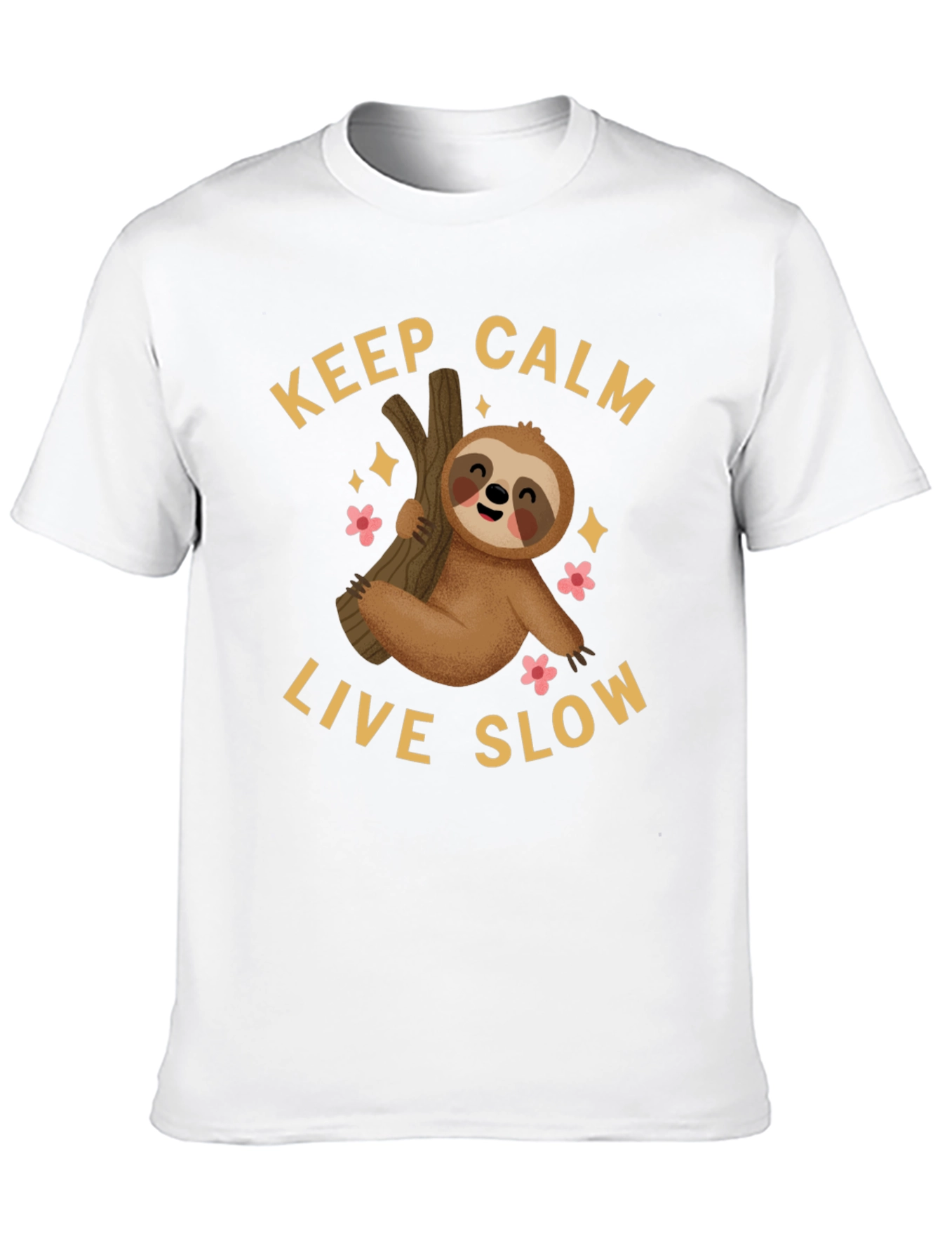 Black Keep Calm Live Slow Sloth Graphic Tee view 10