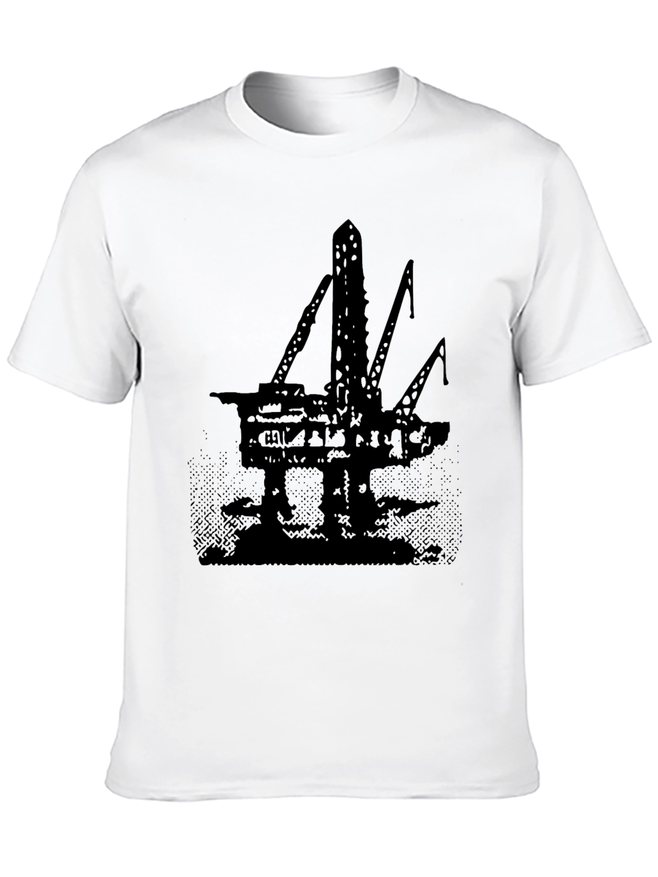 Black Oil Rig Graphic Tee - Black Cotton T-Shirt view 10