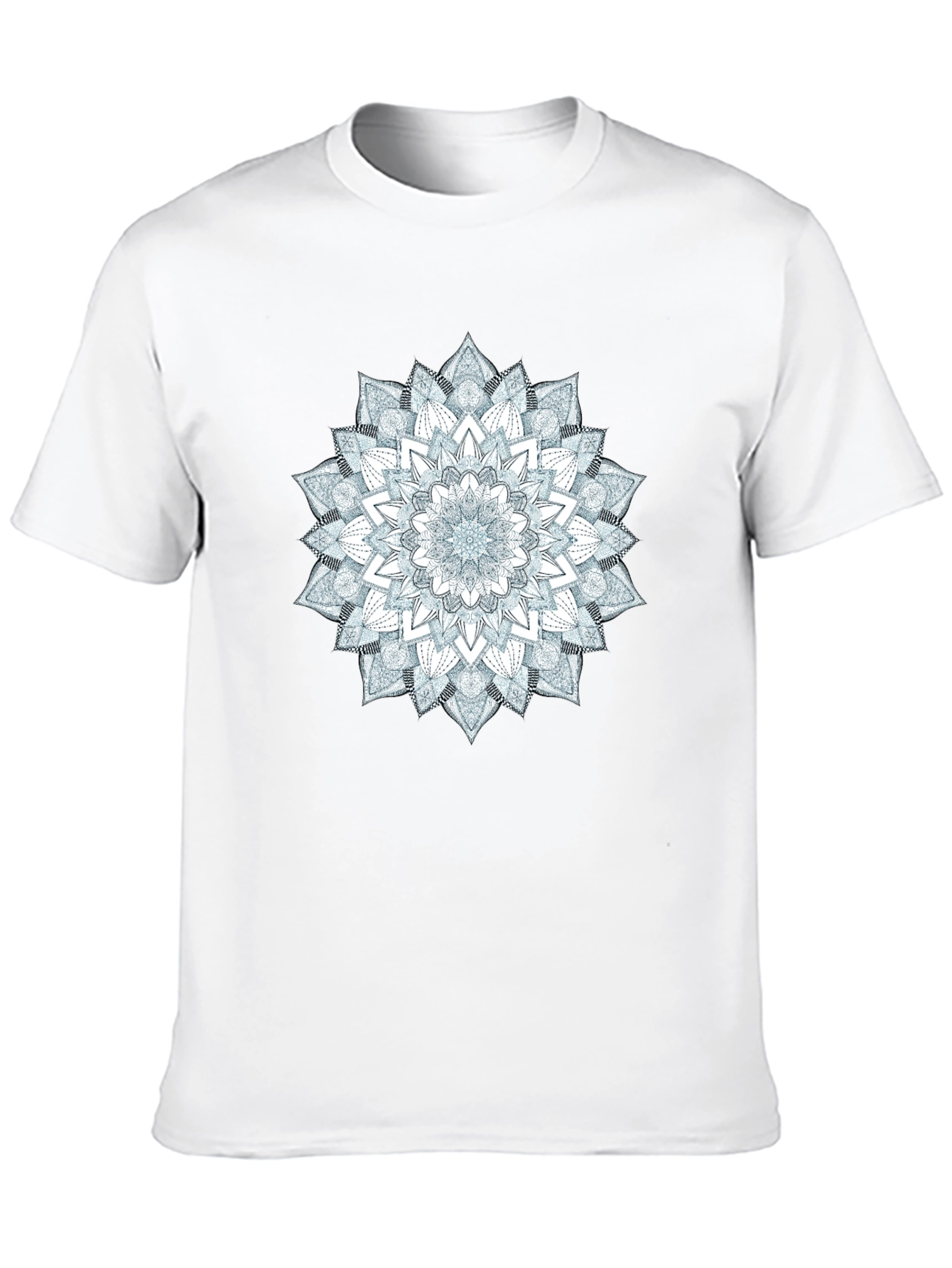 Black Mandala Print Black Crew Neck T-Shirt view 10