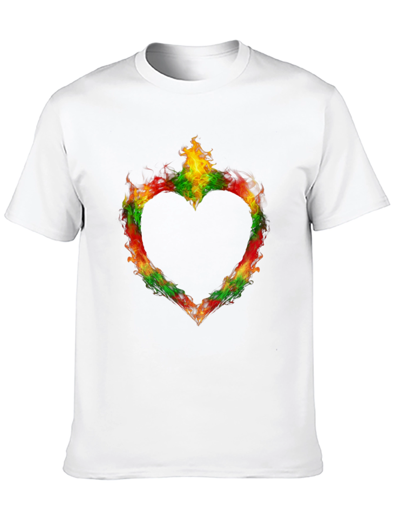 Black Fiery Heart Graphic Black T-Shirt view 10