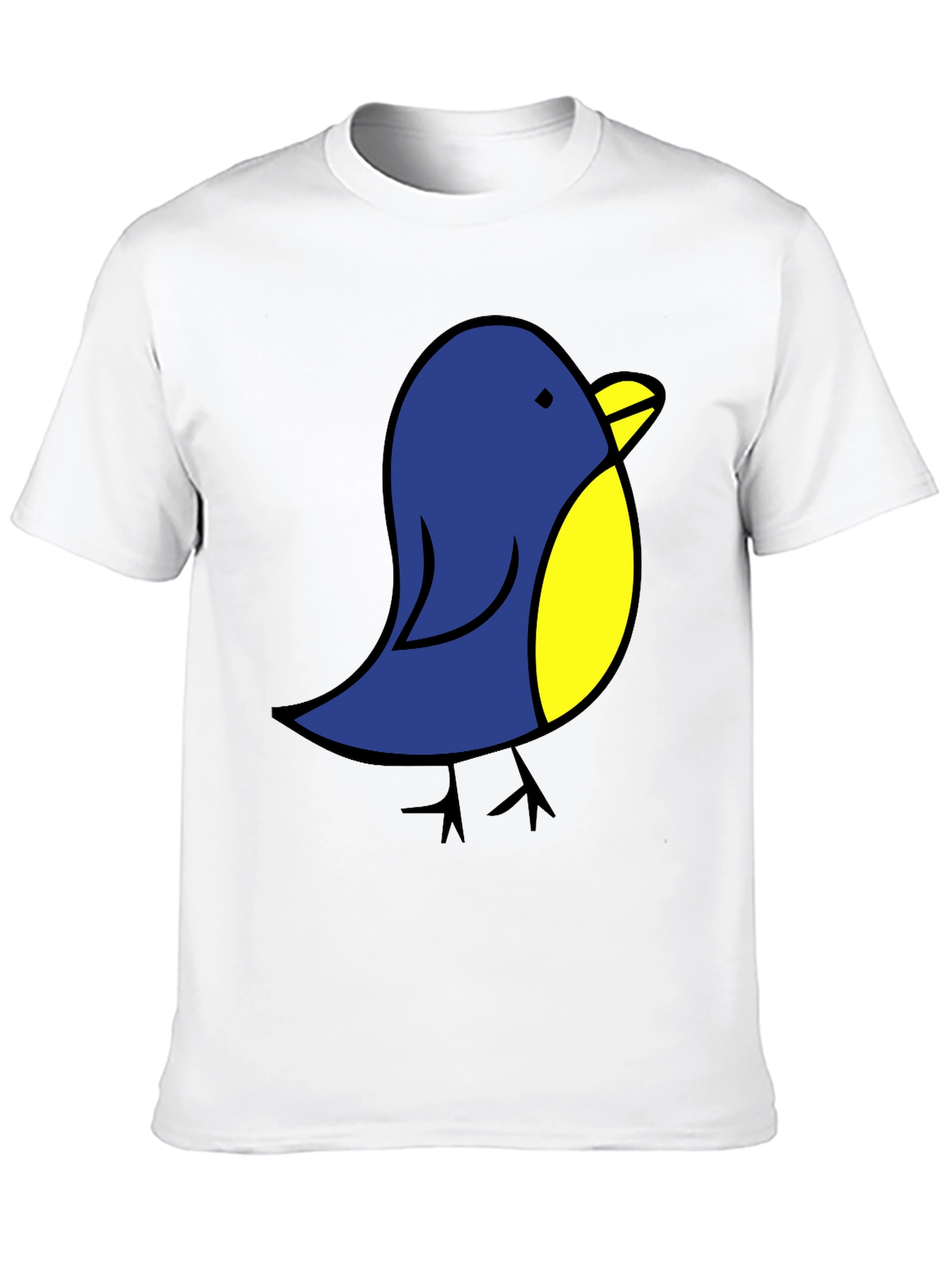 Black Cute Blue Bird Graphic Tee - Black Cotton T-Shirt view 10