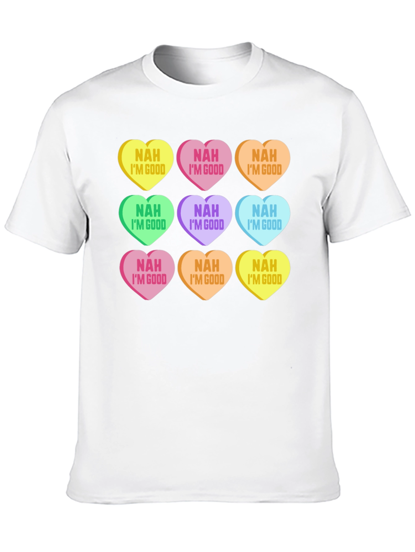 Black Novelty Valentine's Day Candy Heart Graphic T-Shirt view 10