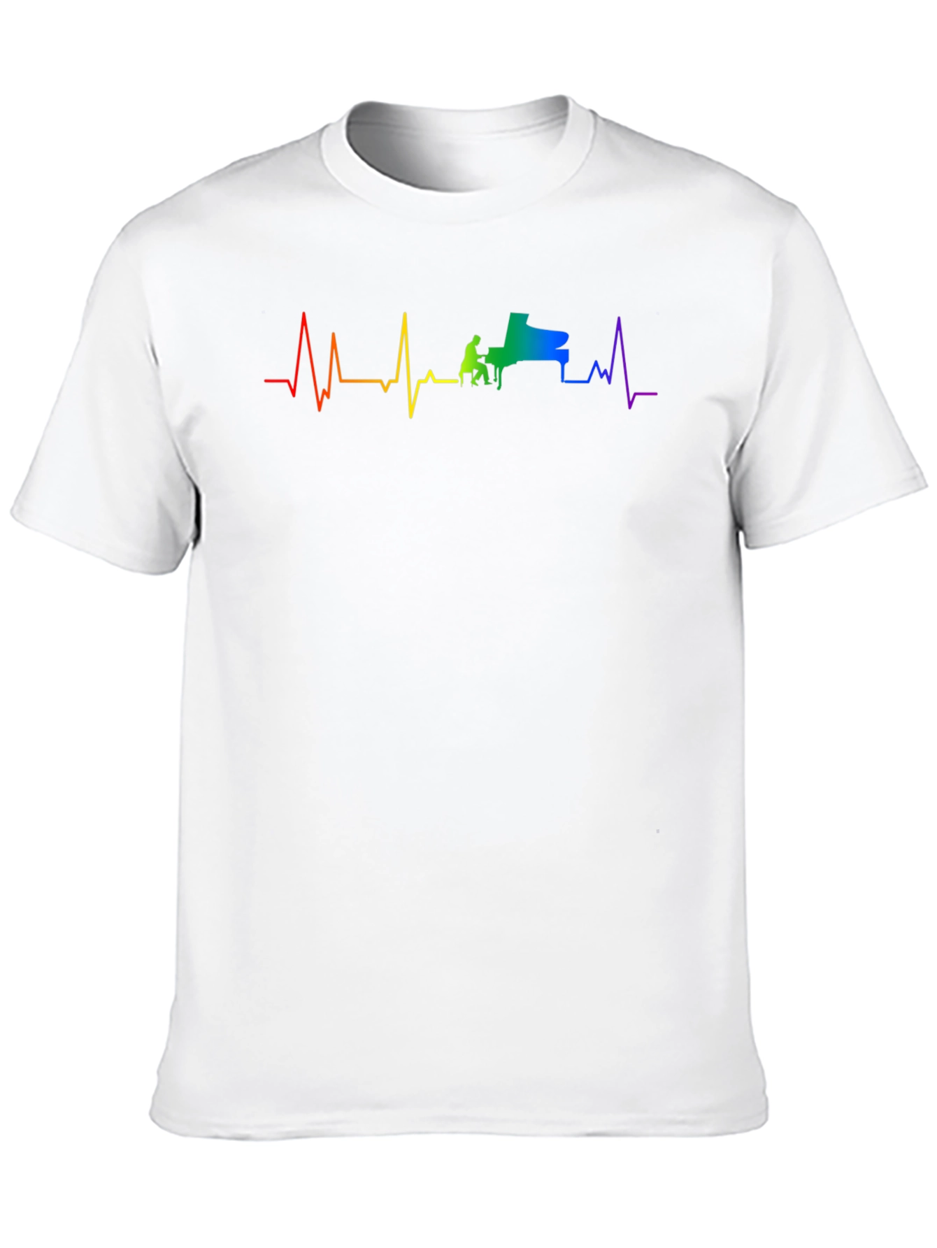 Black Piano Heartbeat Rainbow Graphic Tee - Black view 10