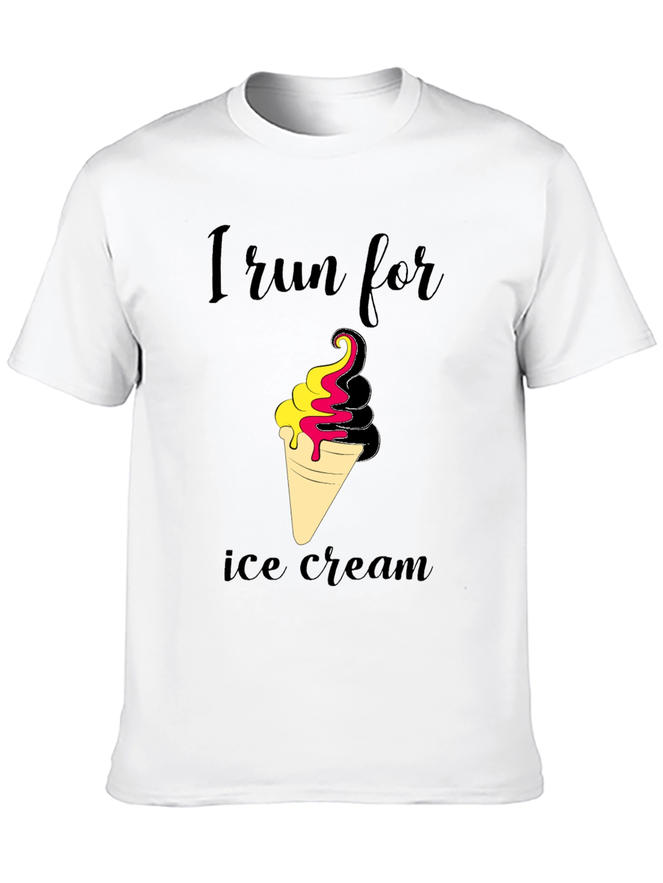 Black I Run For Ice Cream Black T-Shirt view 10