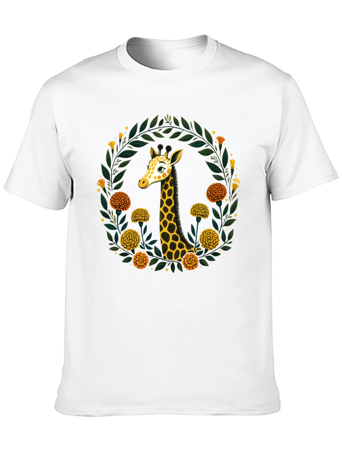 Black Giraffe Floral Wreath Graphic Tee view 10