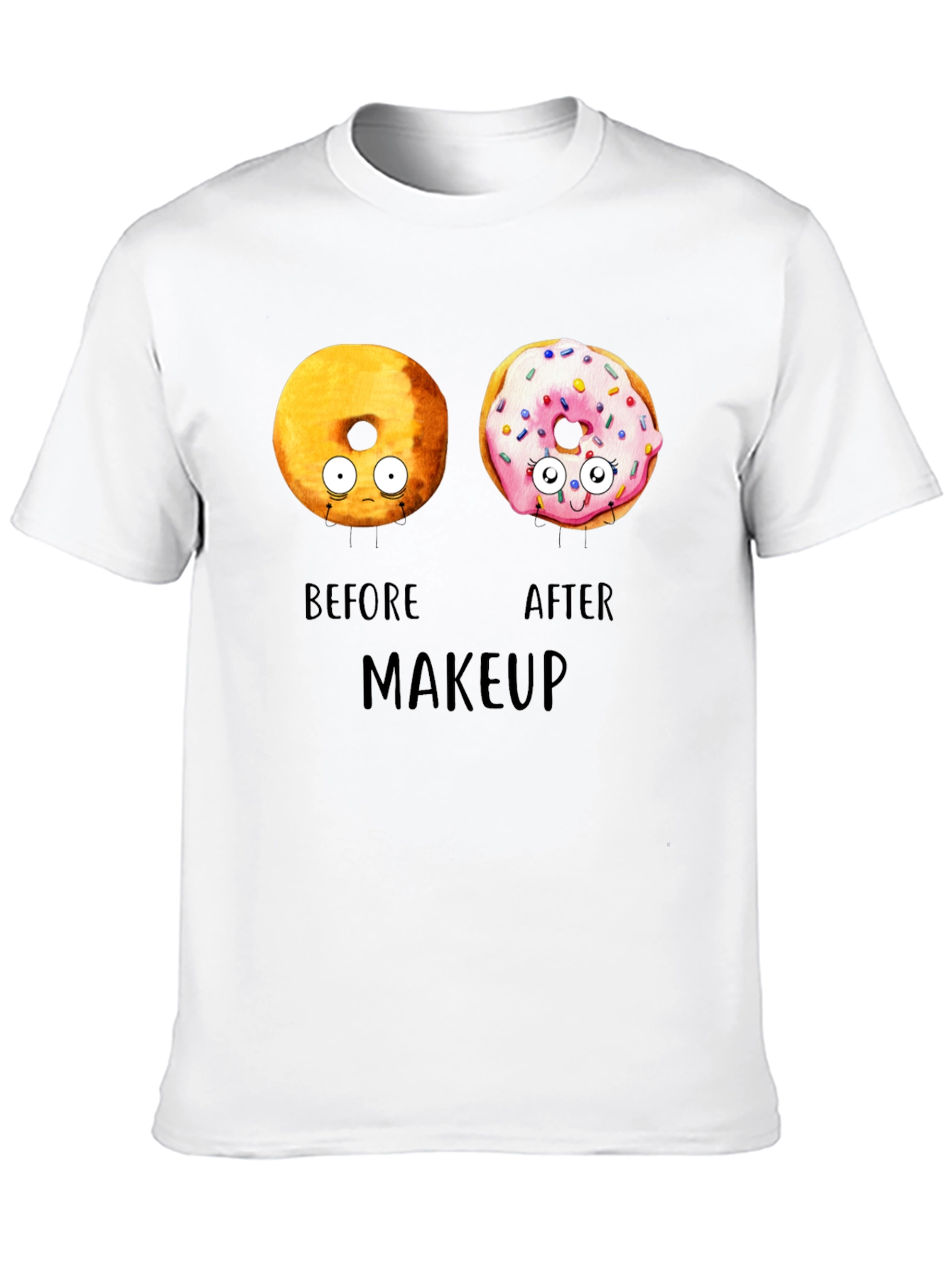 Black Donut Before & After Makeup T-Shirt - Funny Tee view 10