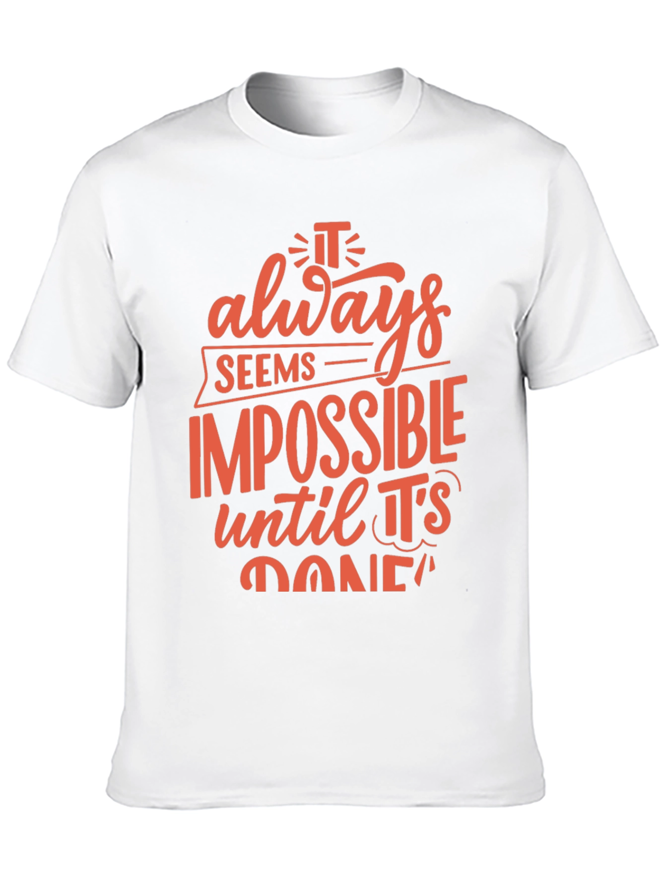 Black Inspirational Black T-Shirt: It Always Seems Impossible view 10