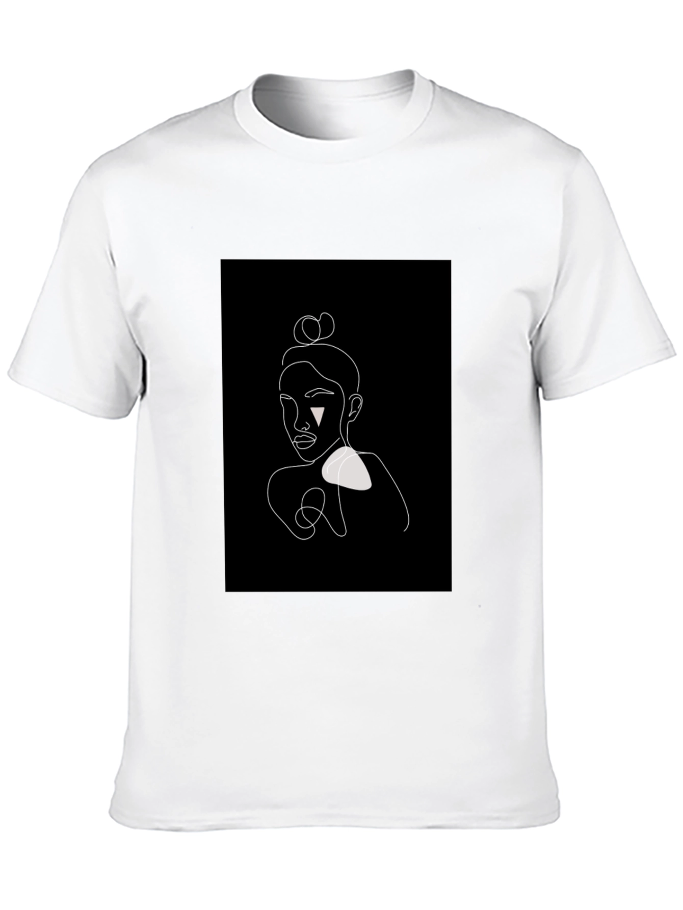 Black Minimalist Line Art Woman's Portrait Black T-Shirt view 10