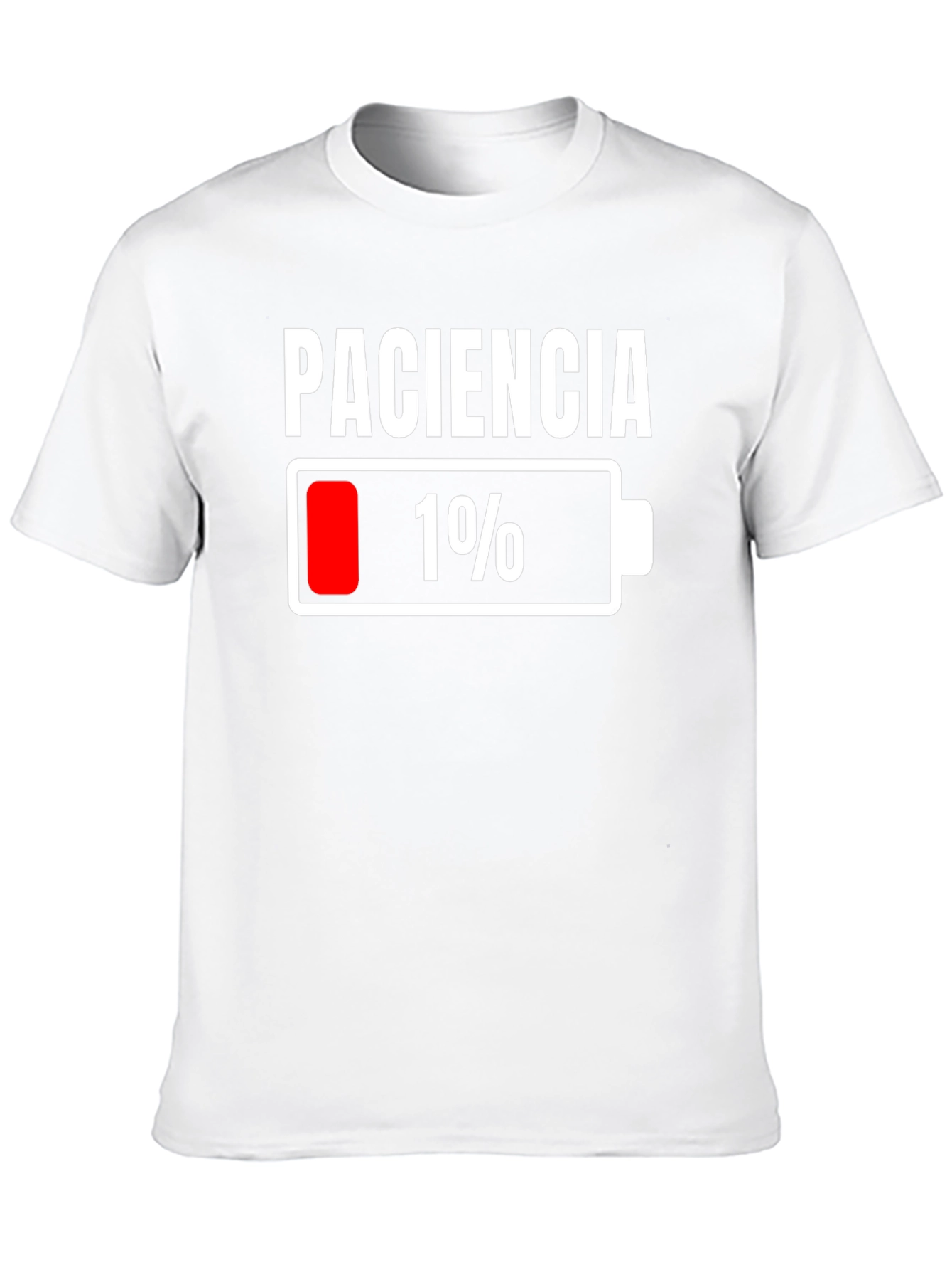 Black Paciencia 1% Low Battery Funny T-Shirt view 10