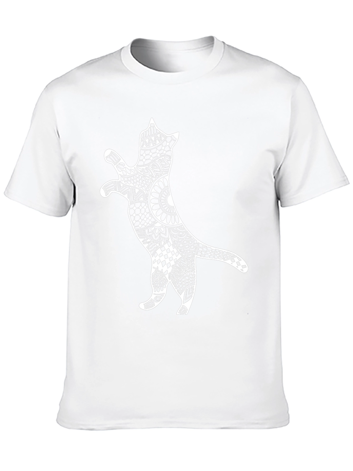 Black Cat Zentangle T-Shirt - Black Cotton Tee view 10