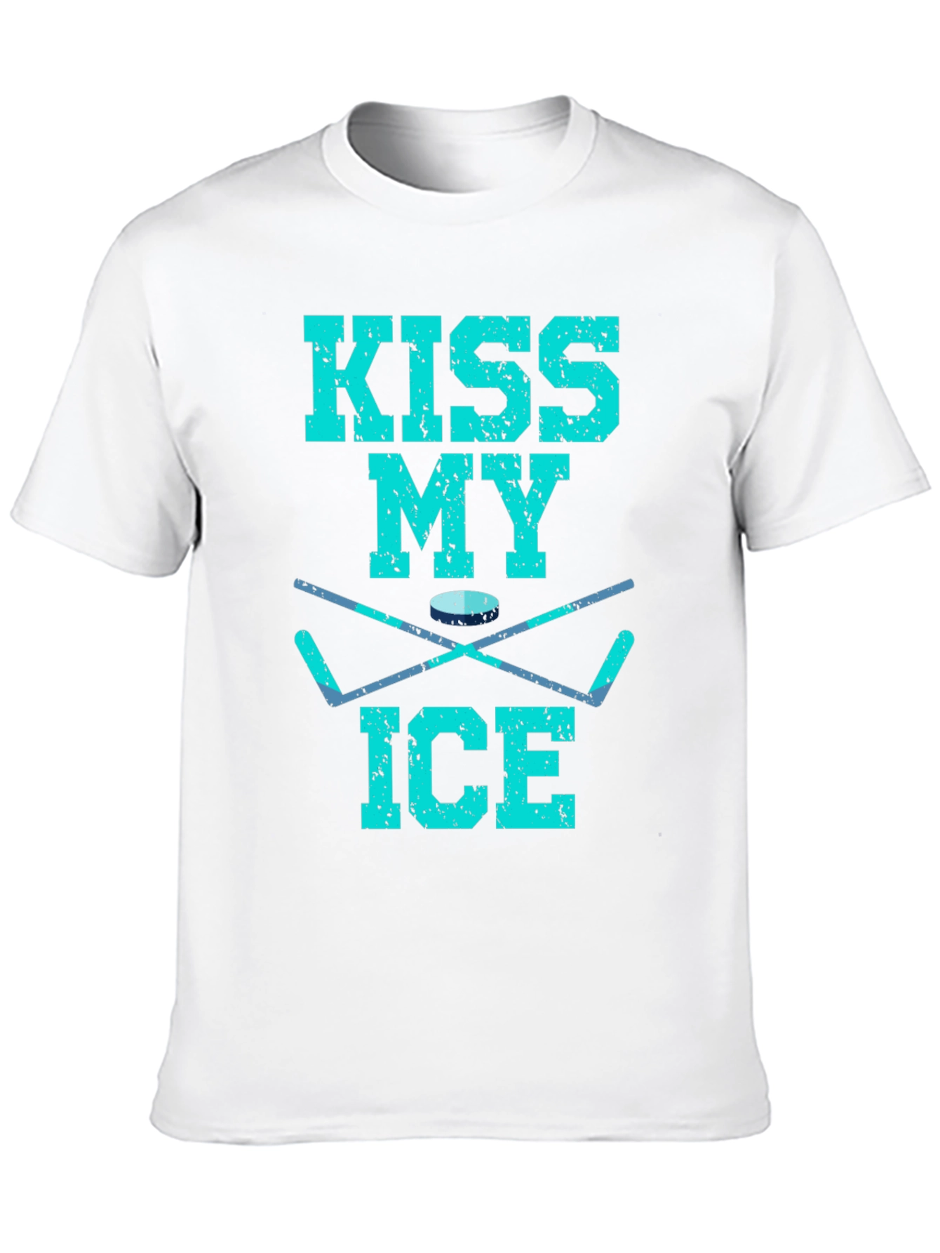 Black Kiss My Ice Hockey T-Shirt - Funny Hockey Gift view 10