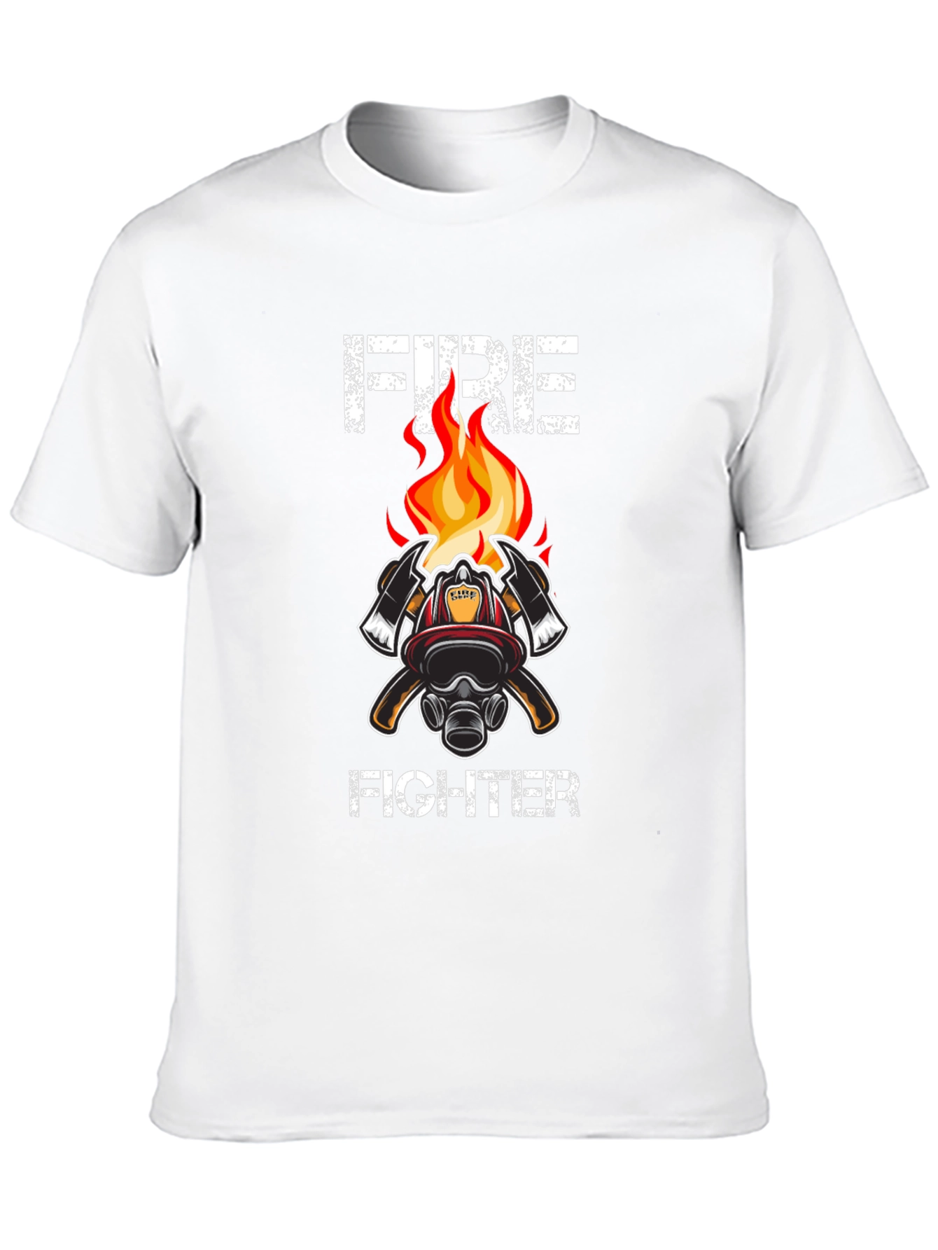 Black Firefighter T-Shirt - Axe & Helmet Graphic Tee view 10