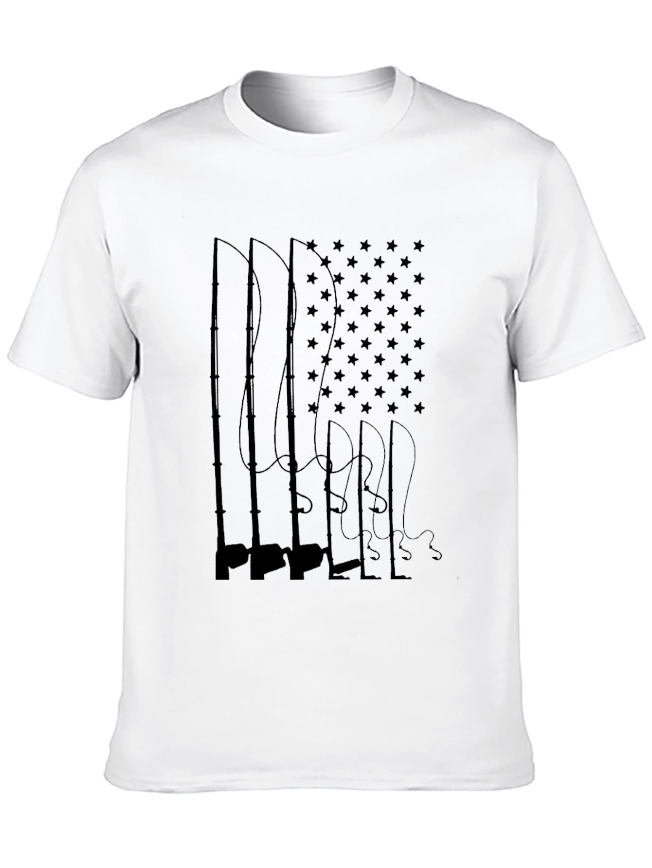 Black American Flag Fishing Rods T-Shirt view 10