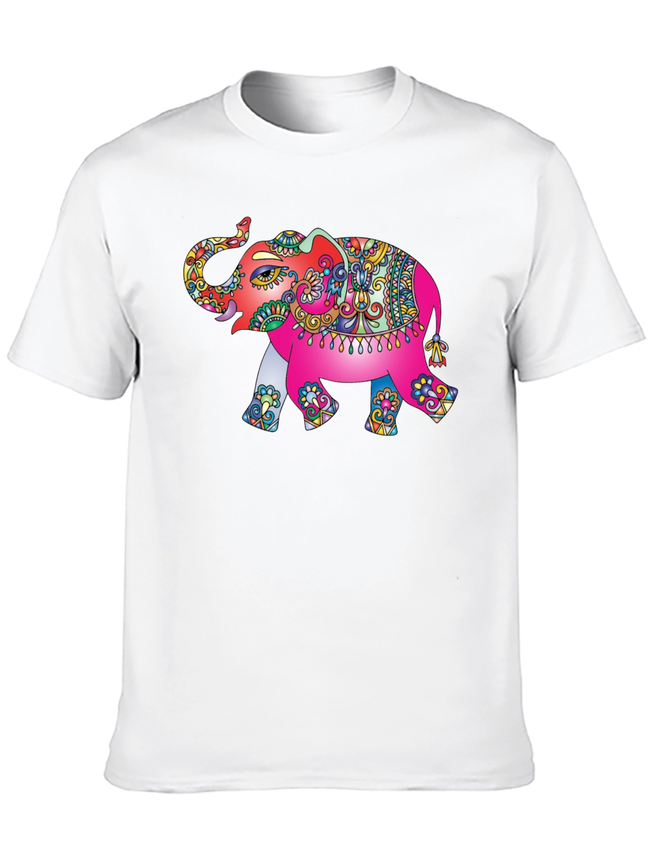 Black Elephant Graphic Tee - Colorful Animal Print Shirt view 10
