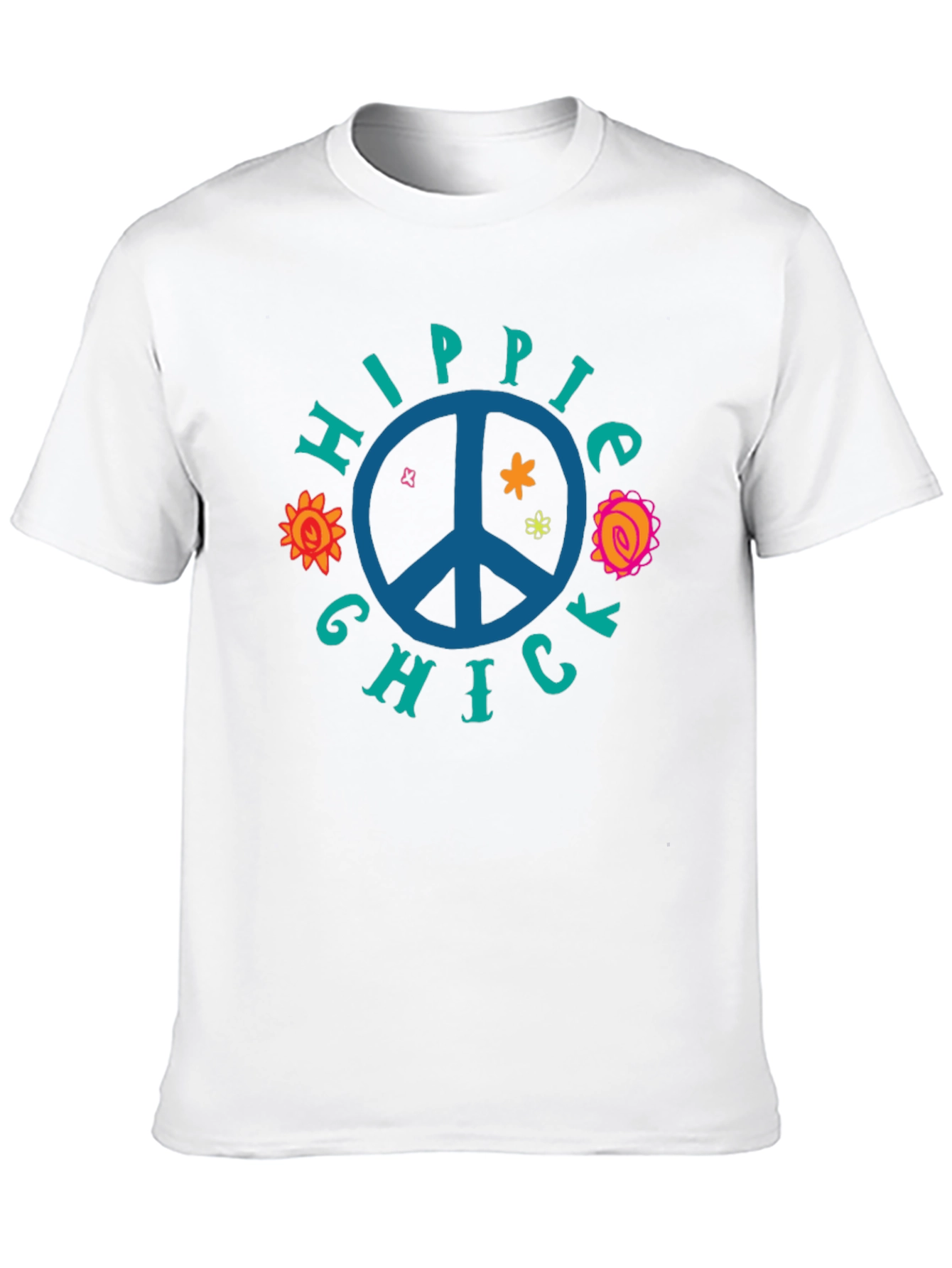 Black Hippie Chick Graphic Tee - Peace Sign T-Shirt view 10
