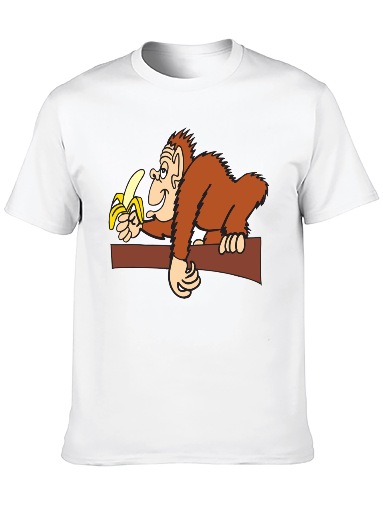 Black Cartoon Monkey Eating Banana T-Shirt view 10