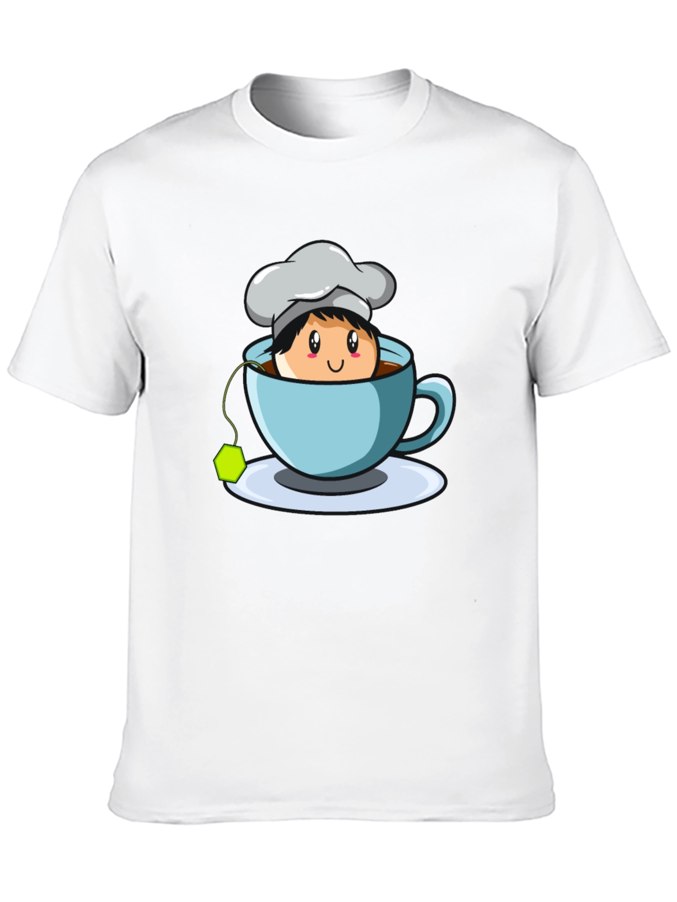 Black Chef Tea Cup Graphic T-Shirt - Cute Cartoon Design view 10