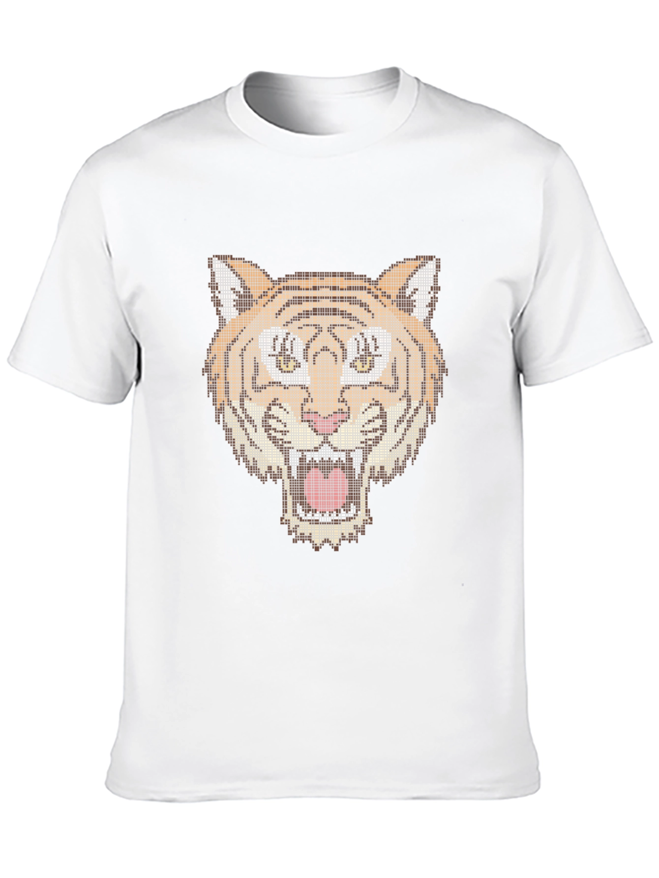 Black Pixel Tiger Graphic Tee - Black Cotton T-Shirt view 10