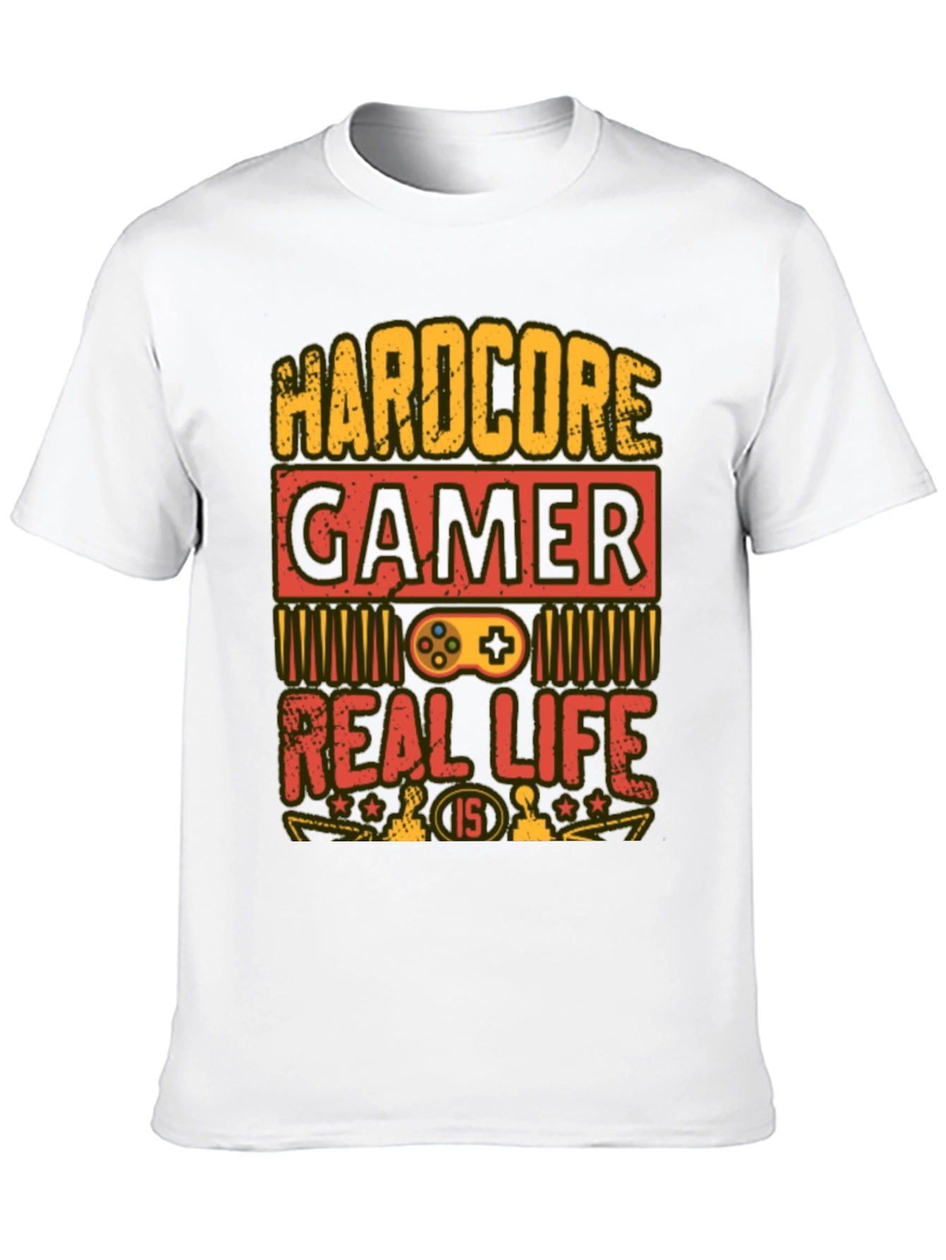 Black Hardcore Gamer T-Shirt - Real Life is 1/5 view 10