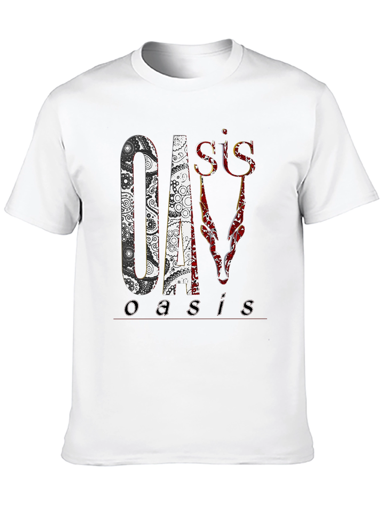 Black Oasis Band Graphic Print Black T-Shirt view 10