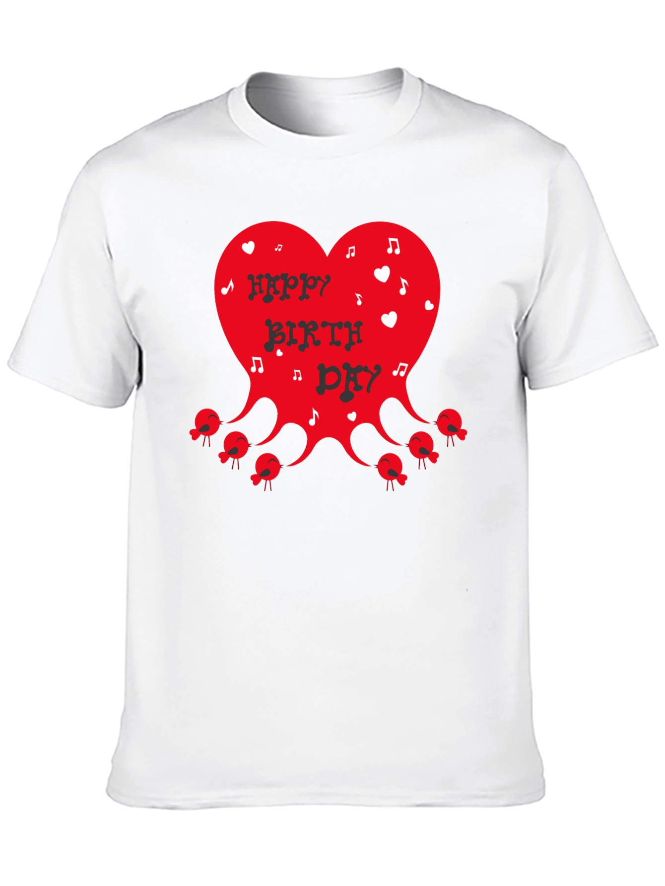 Happy Birthday Heart Graphic T-Shirt - Black - 10