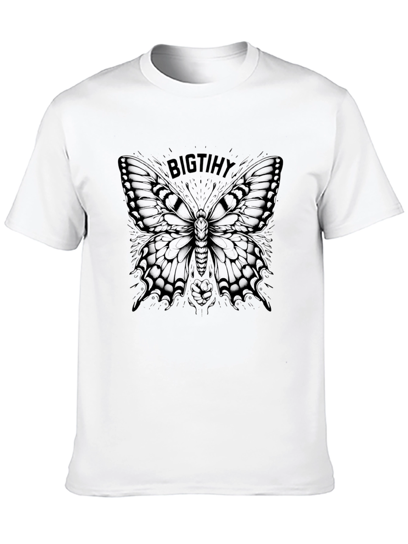 Black Bigtihy Butterfly Graphic Black T-Shirt view 10