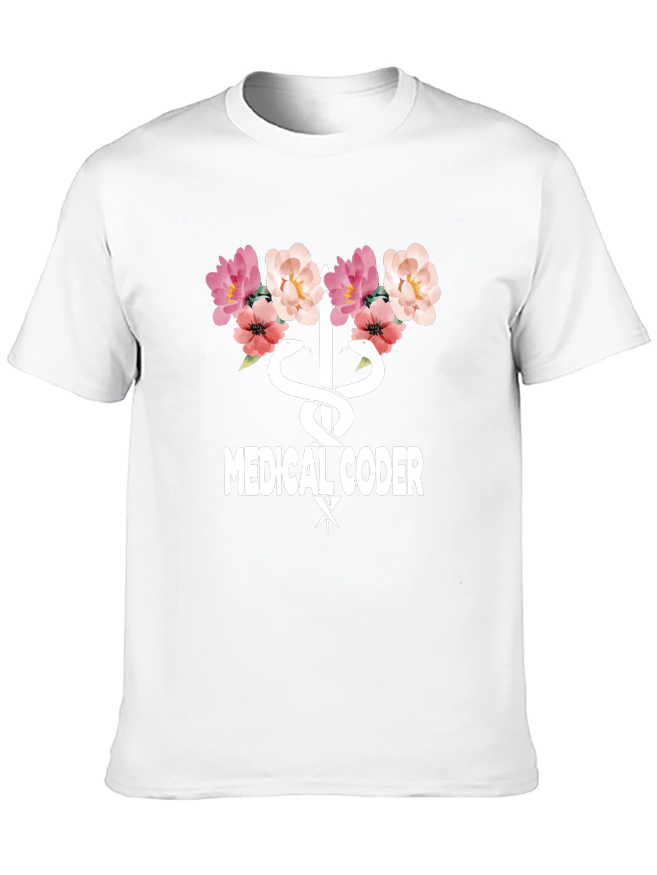Black Medical Coder Floral Graphic T-Shirt view 10