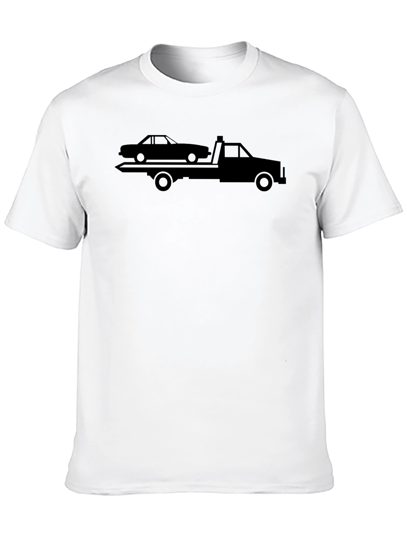 Black Tow Truck Graphic Tee - Black Cotton Shirt view 10