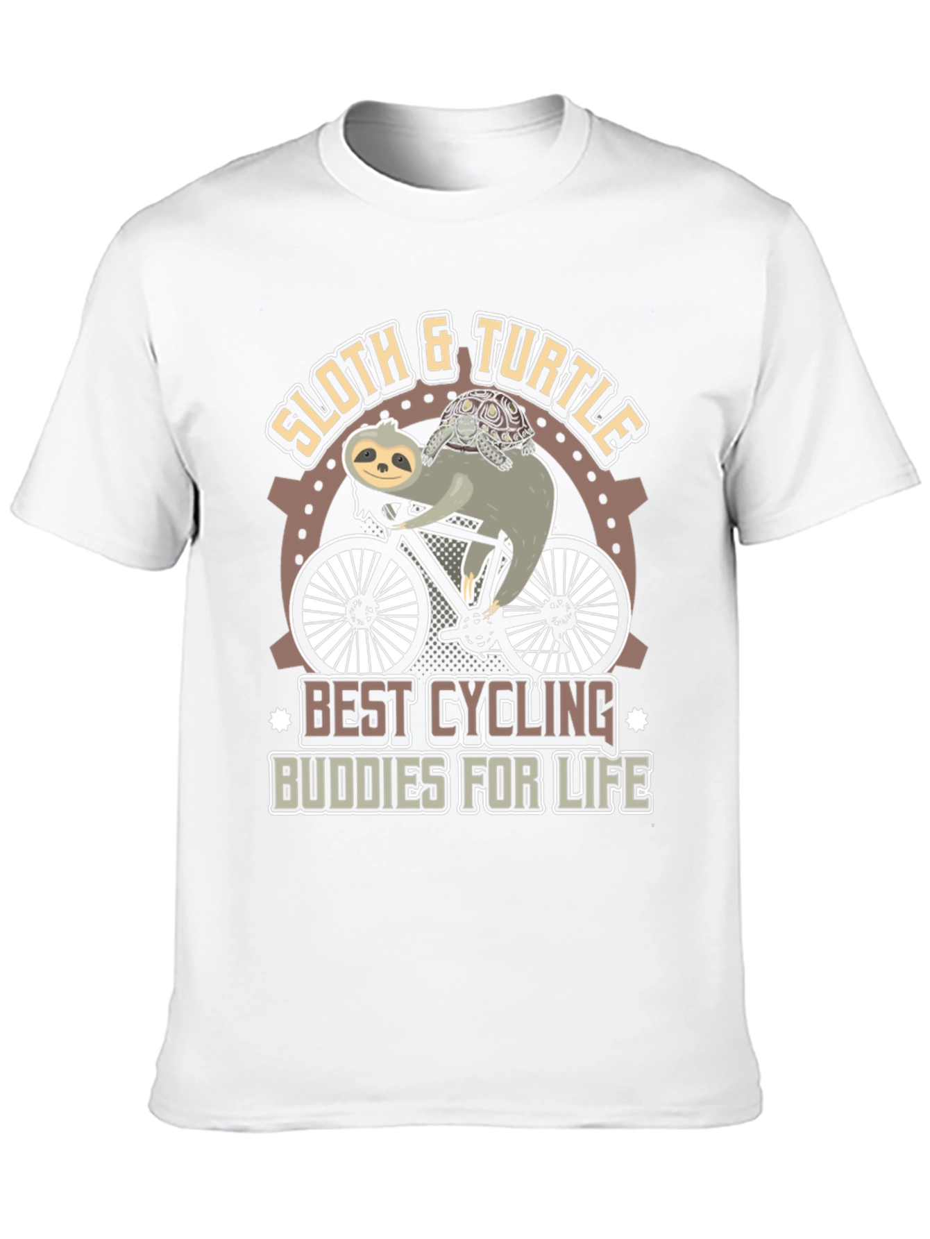 Black Sloth & Turtle Cycling Buddies T-Shirt view 10