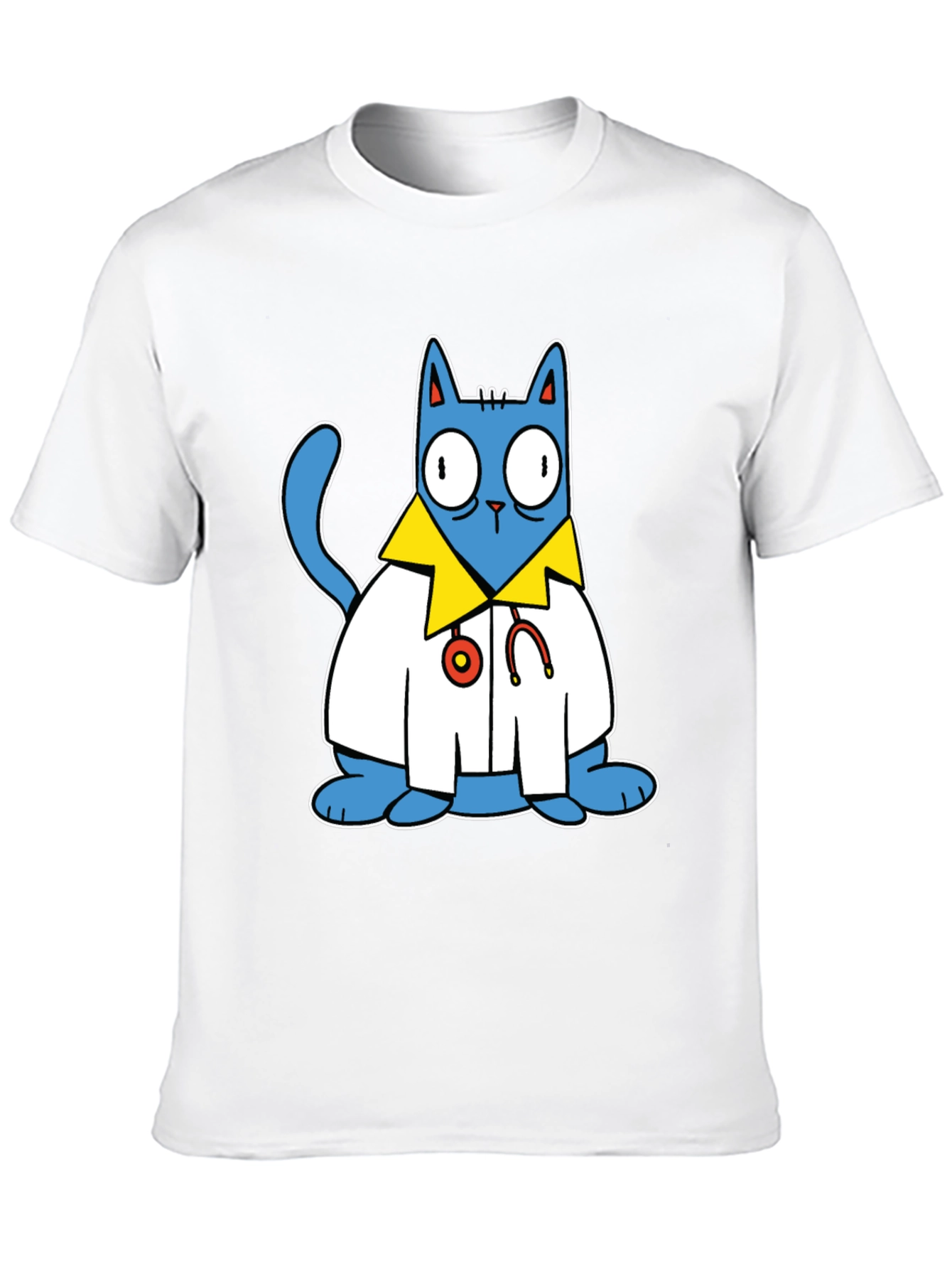 Black Doctor Cat T-Shirt - Funny Cartoon Tee view 10