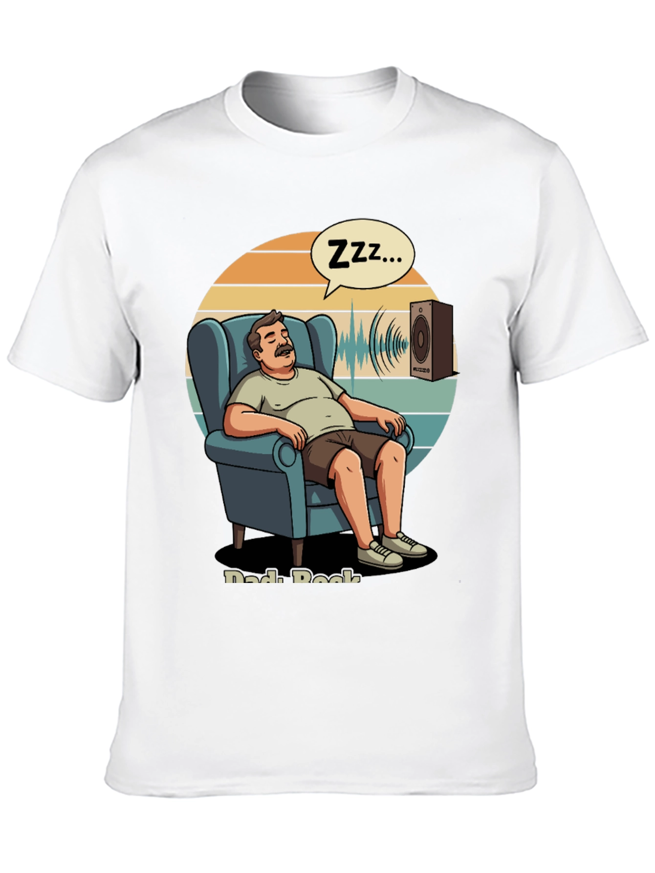 Black Dad Rock T-Shirt: Napping Cartoon Design view 10