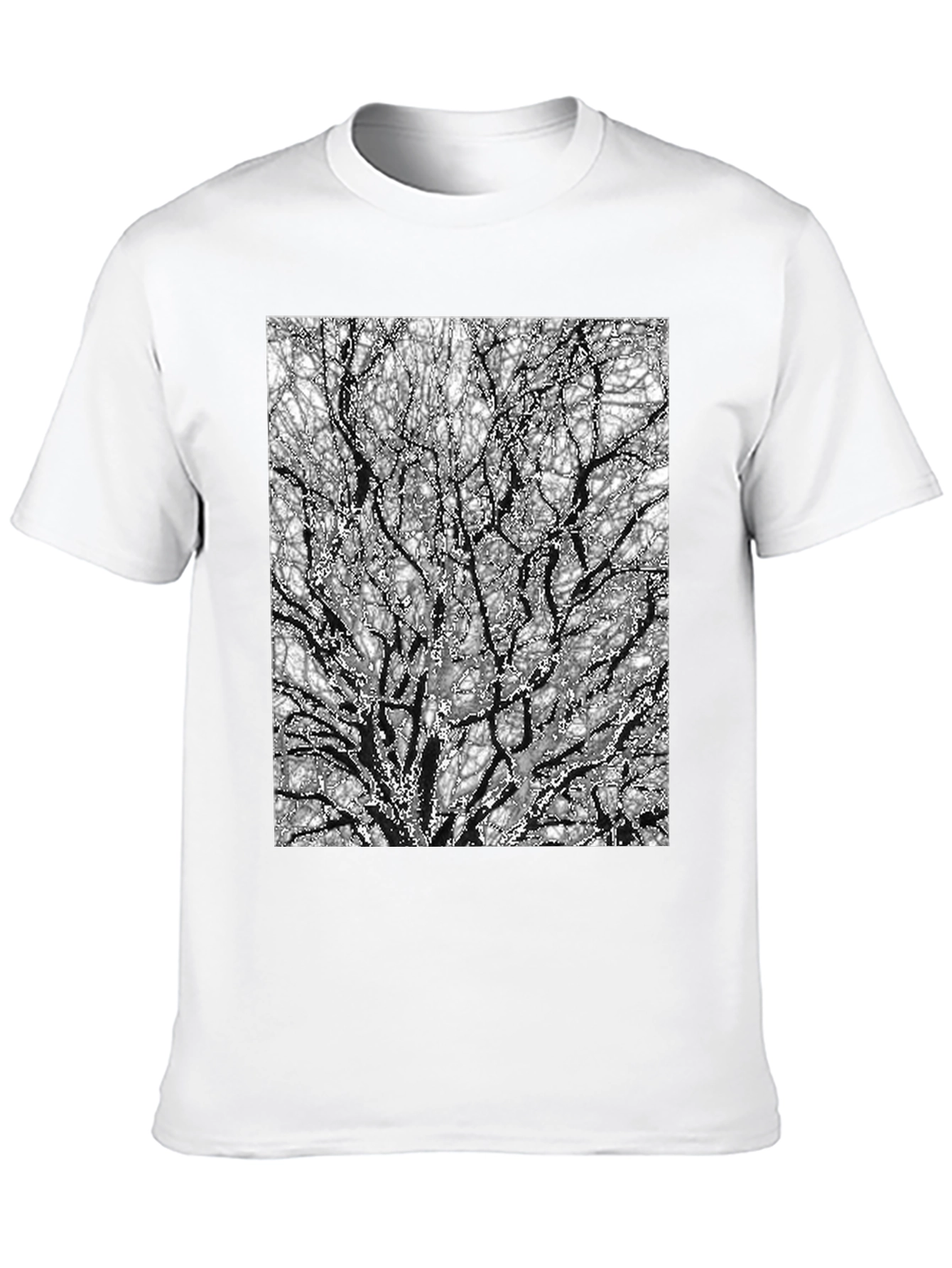 Black Abstract Tree Branch Print Black T-Shirt view 10