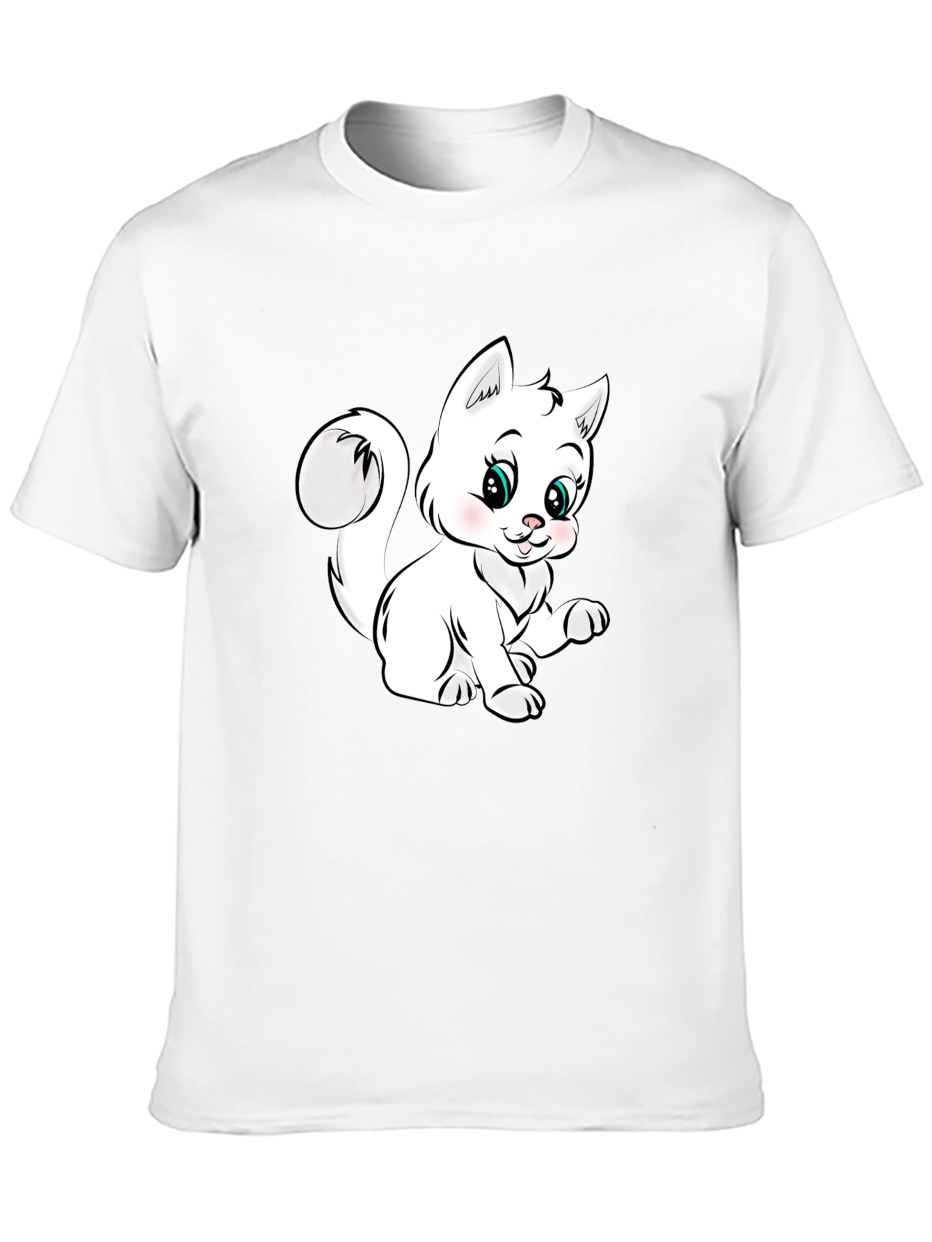 Black Cute Cartoon Kitten Black T-Shirt view 10