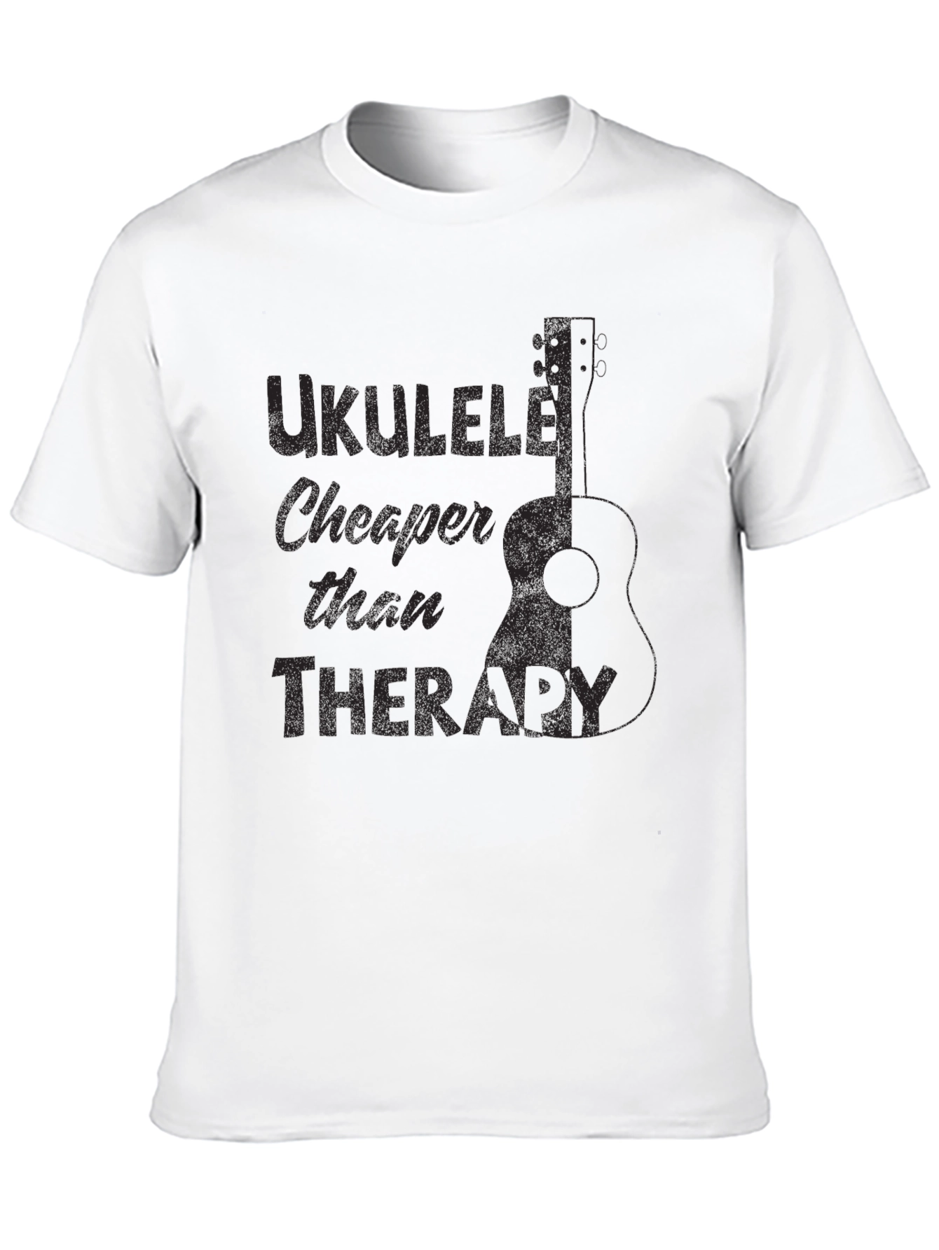 Black Ukulele Cheaper Than Therapy Black T-Shirt view 10