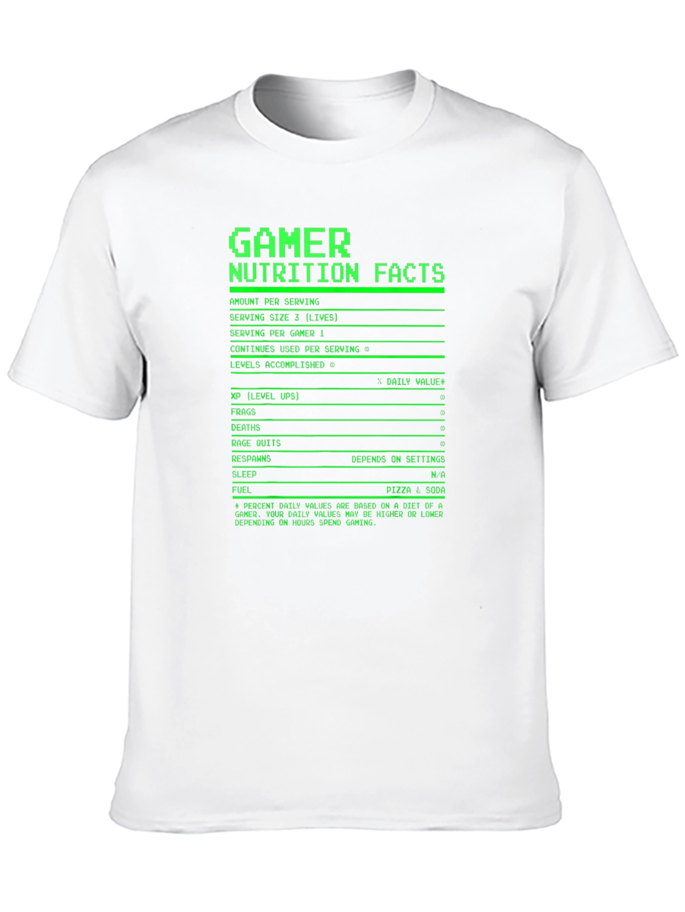 Black Gamer Nutrition Facts Funny T-Shirt view 10