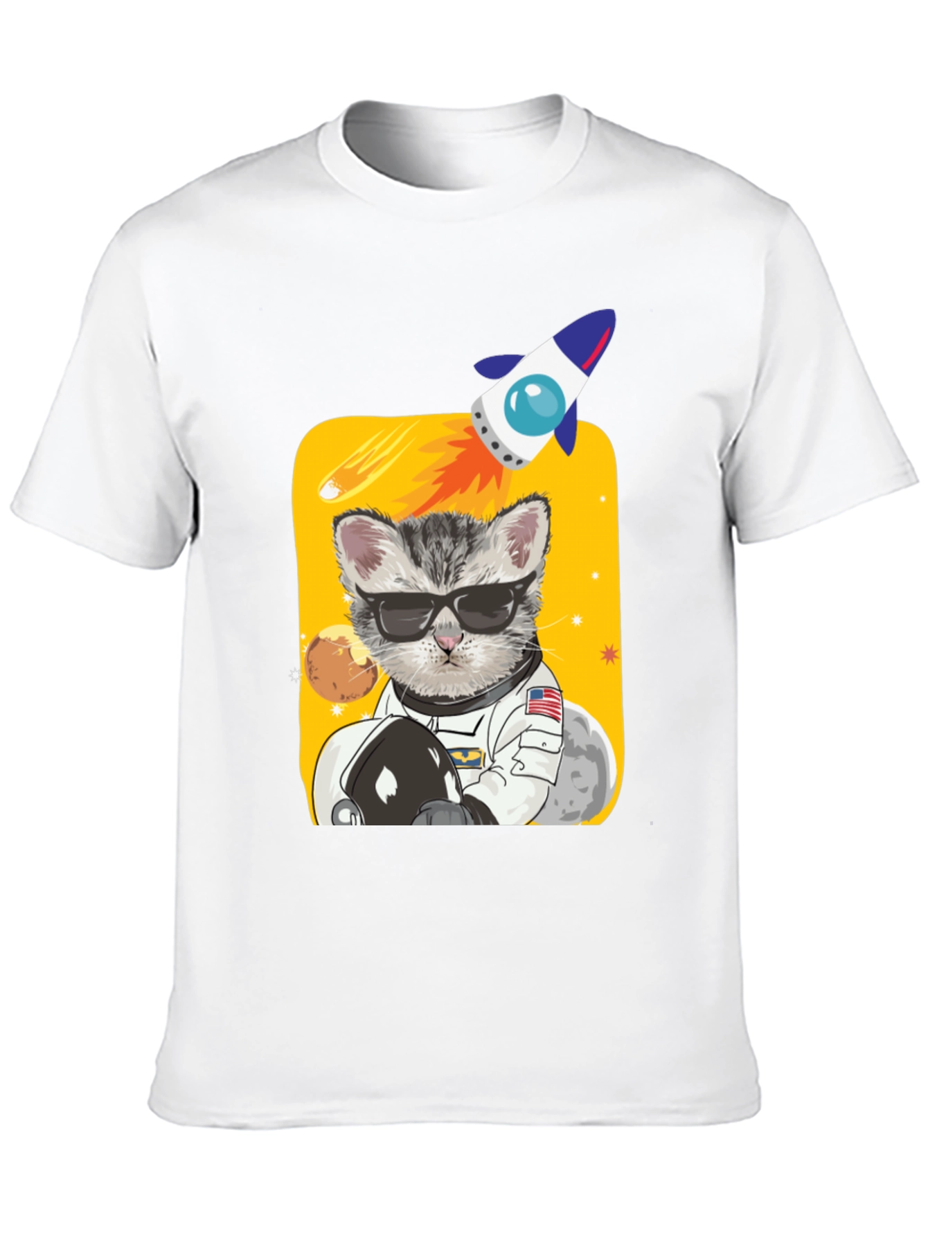 Black Astronaut Cat Graphic Tee - Space Kitty T-Shirt view 10