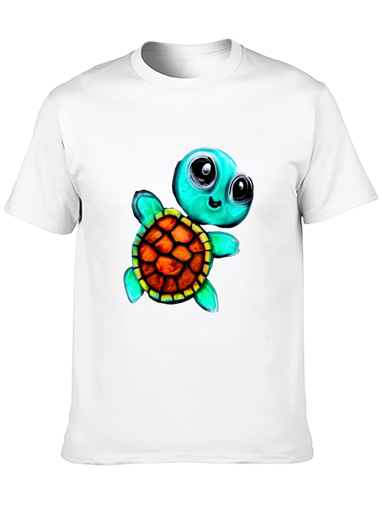 Black Cartoon Turtle Graphic Tee - Men's Black T-Shirt view 10