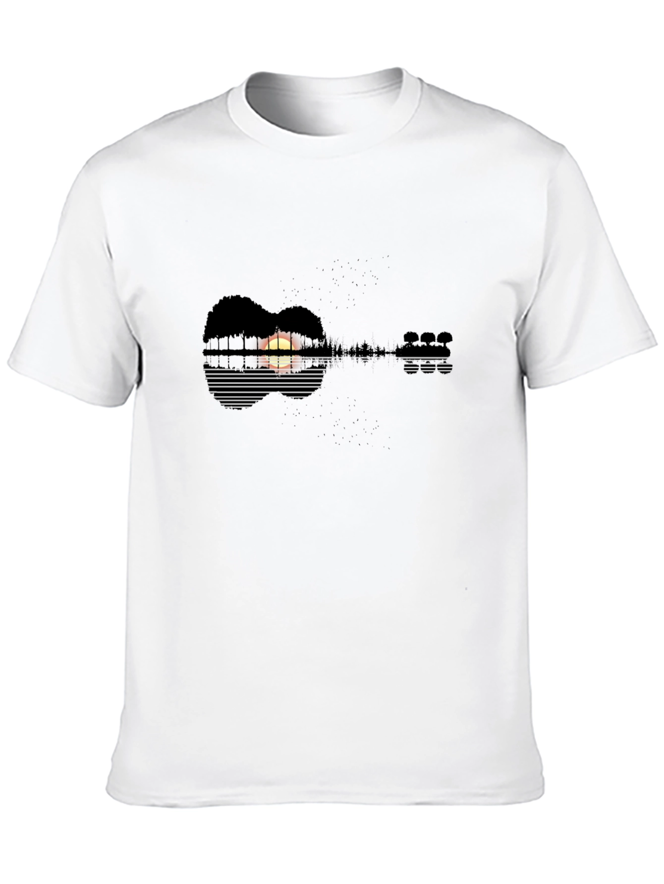 Black Guitar Sunset T-Shirt - Nature Music Lover Tee view 10