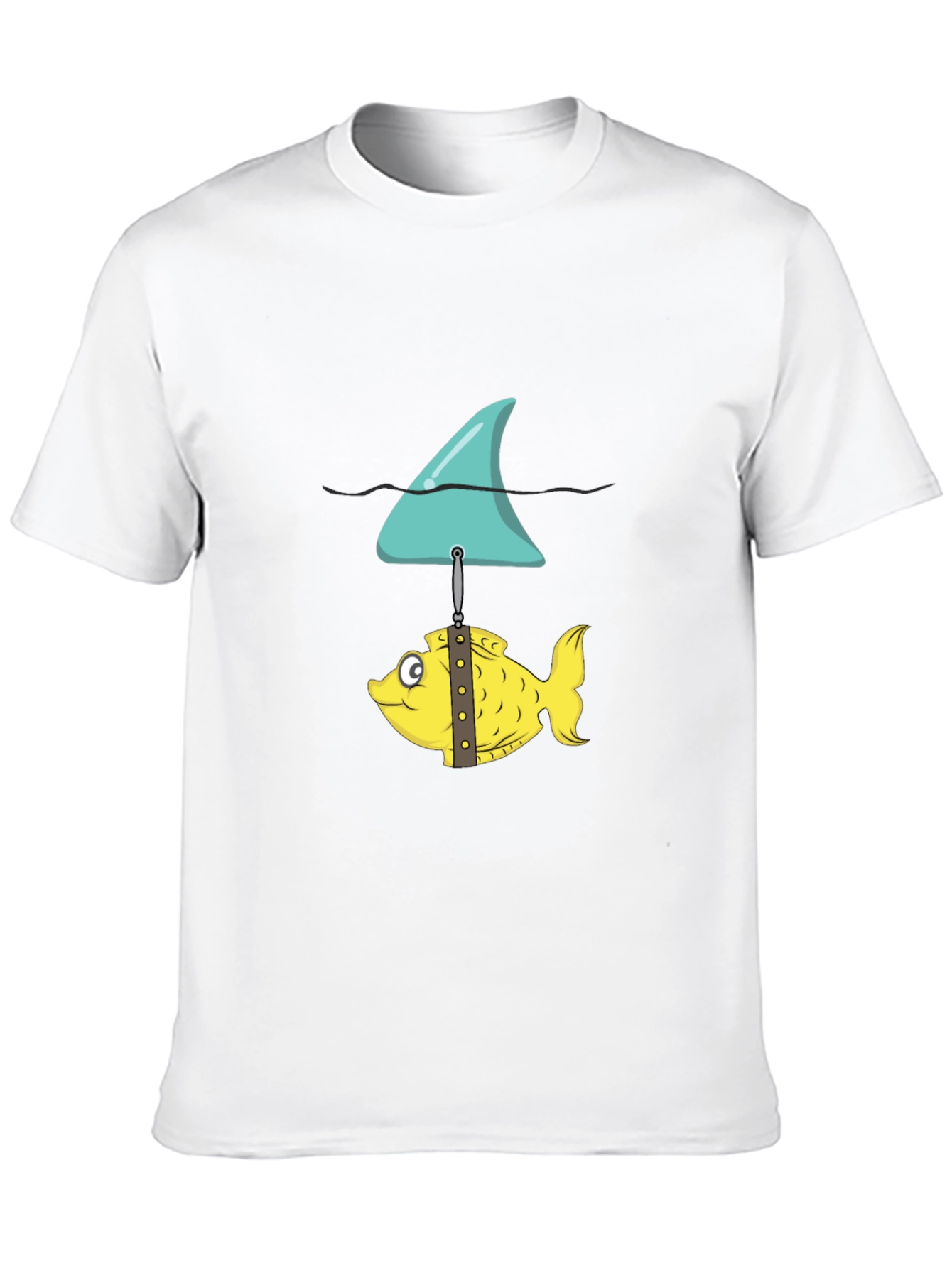 Black Funny Fish and Shark Fin Graphic T-Shirt view 10