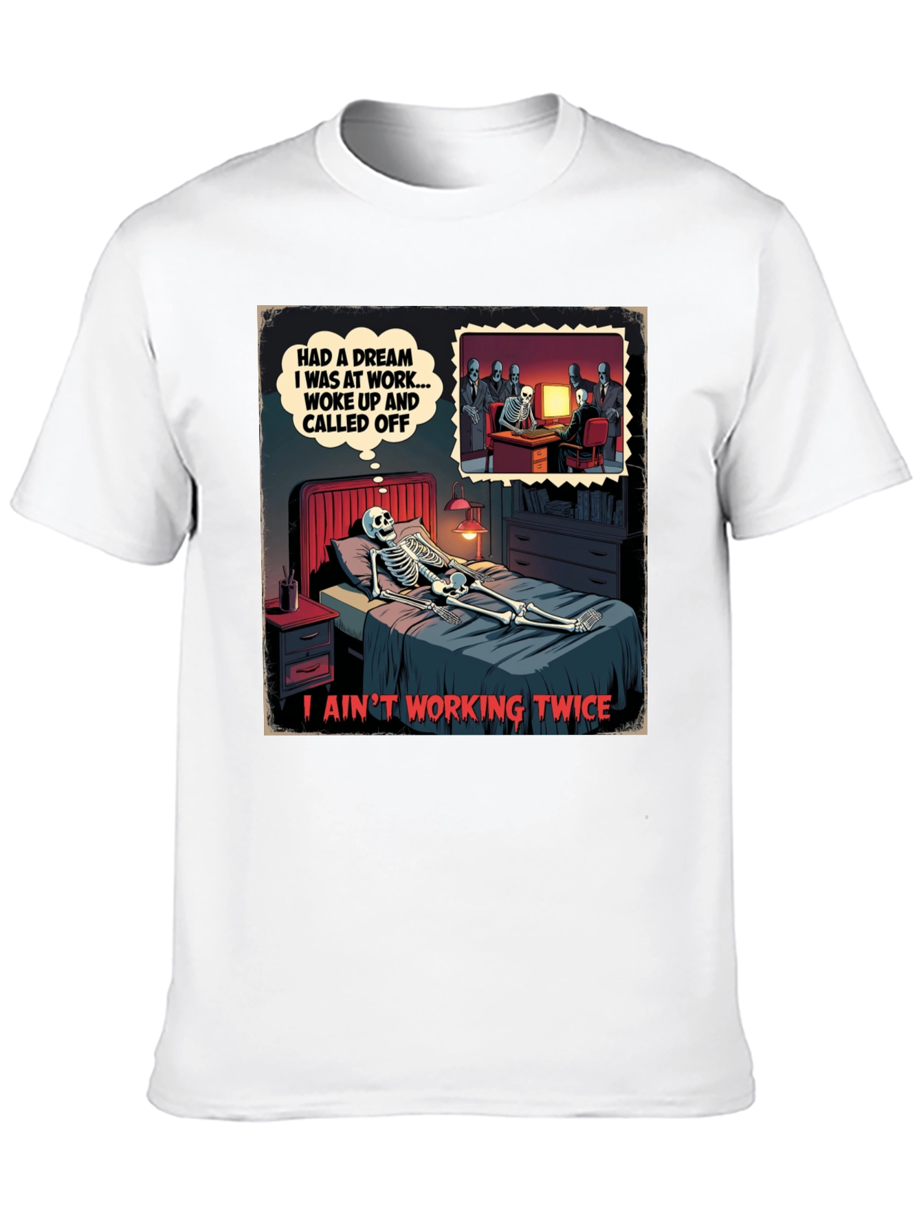 Black Funny Skeleton Dream T-Shirt view 10