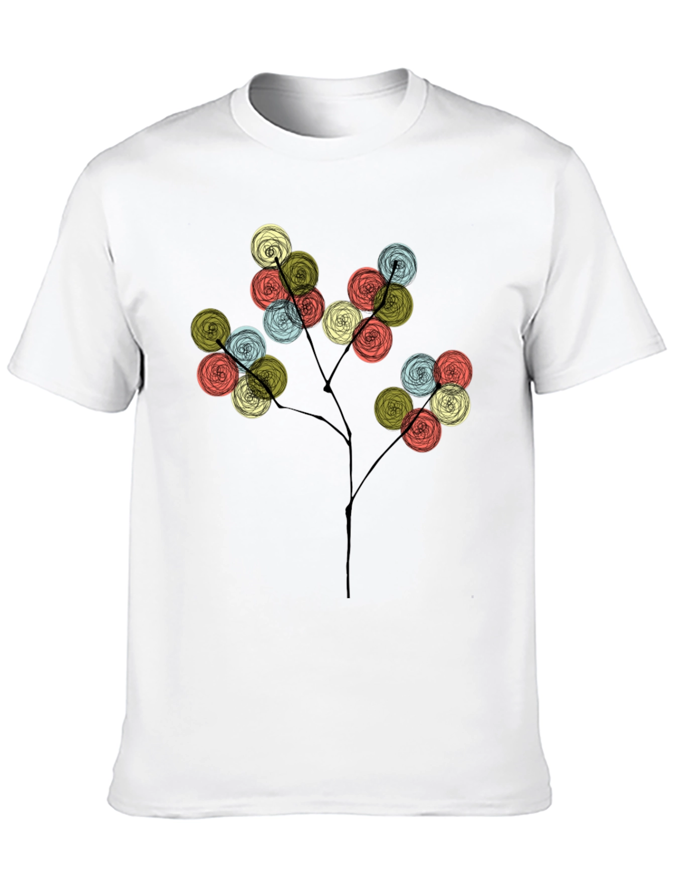 Black Floral Tree Graphic Tee - Stylish Men's Black T-Shirt view 10