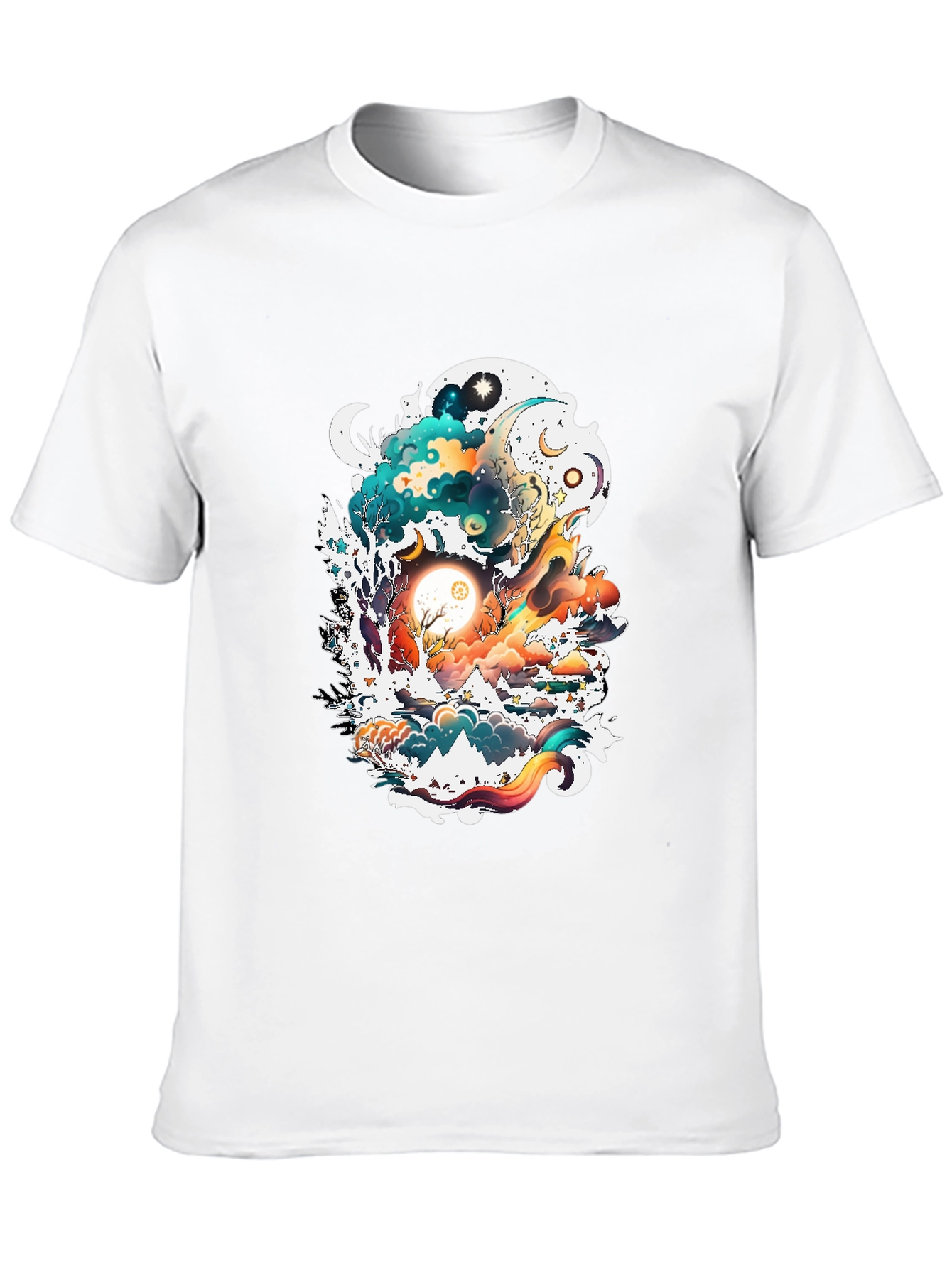 Black Nature Inspired Graphic Tee - Black Cotton Comfort view 10