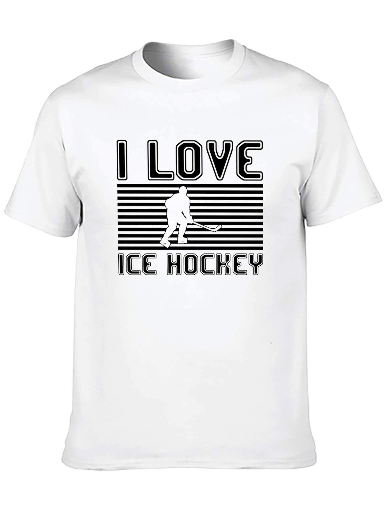 Black I Love Ice Hockey Black T-Shirt view 10