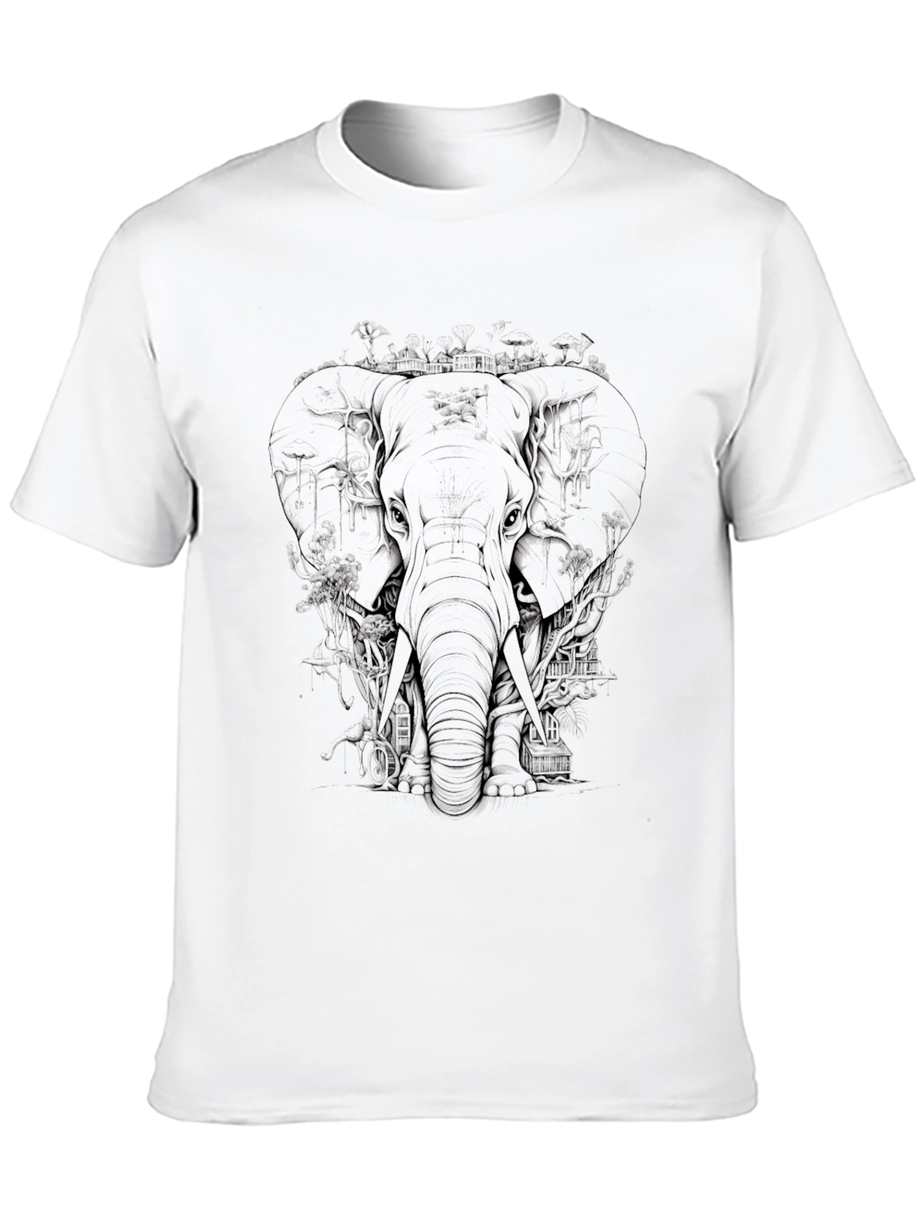 Black Elephant Graphic Tee - Black Cotton T-Shirt view 10