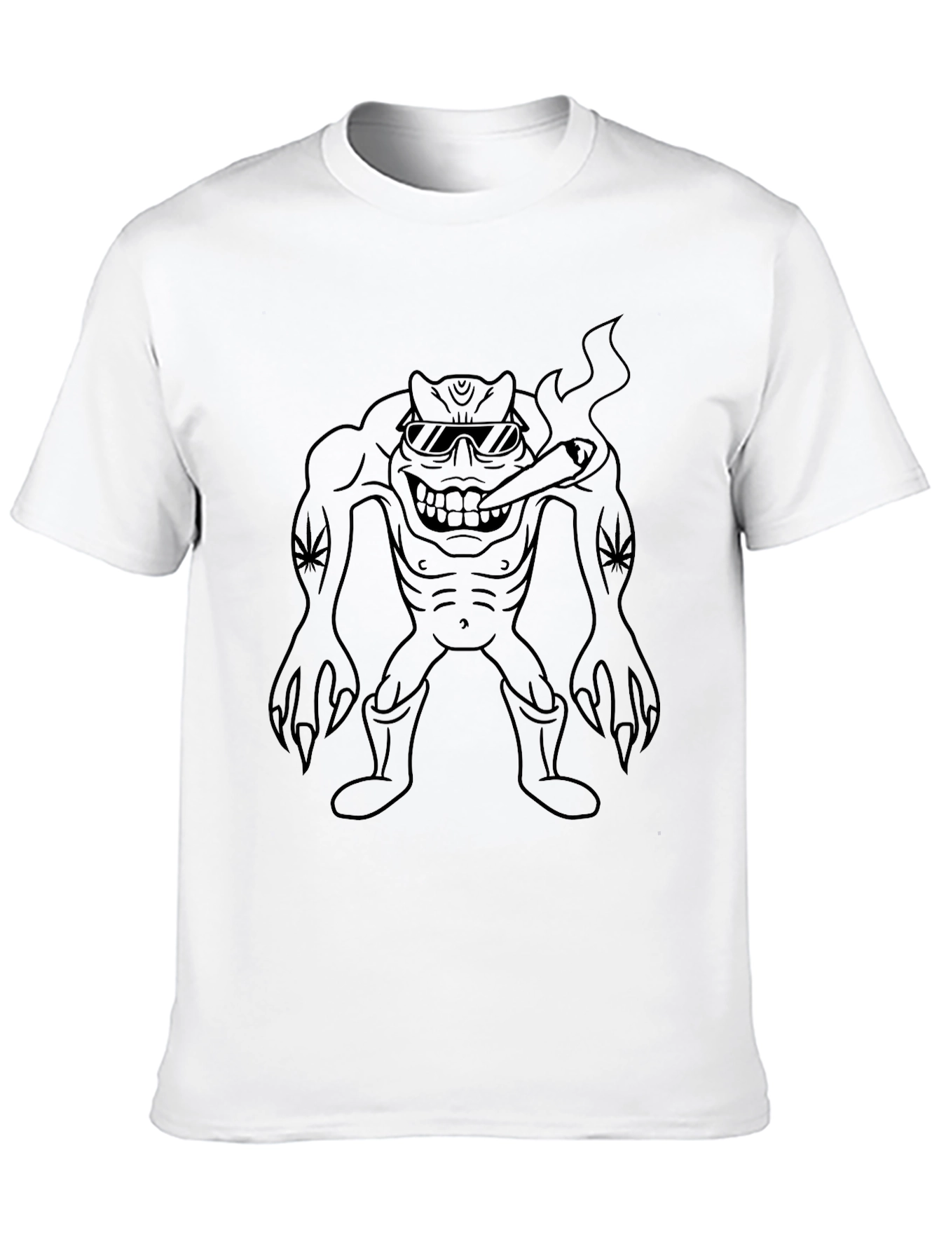 Black Black T-Shirt with Weed Monster Graphic view 10